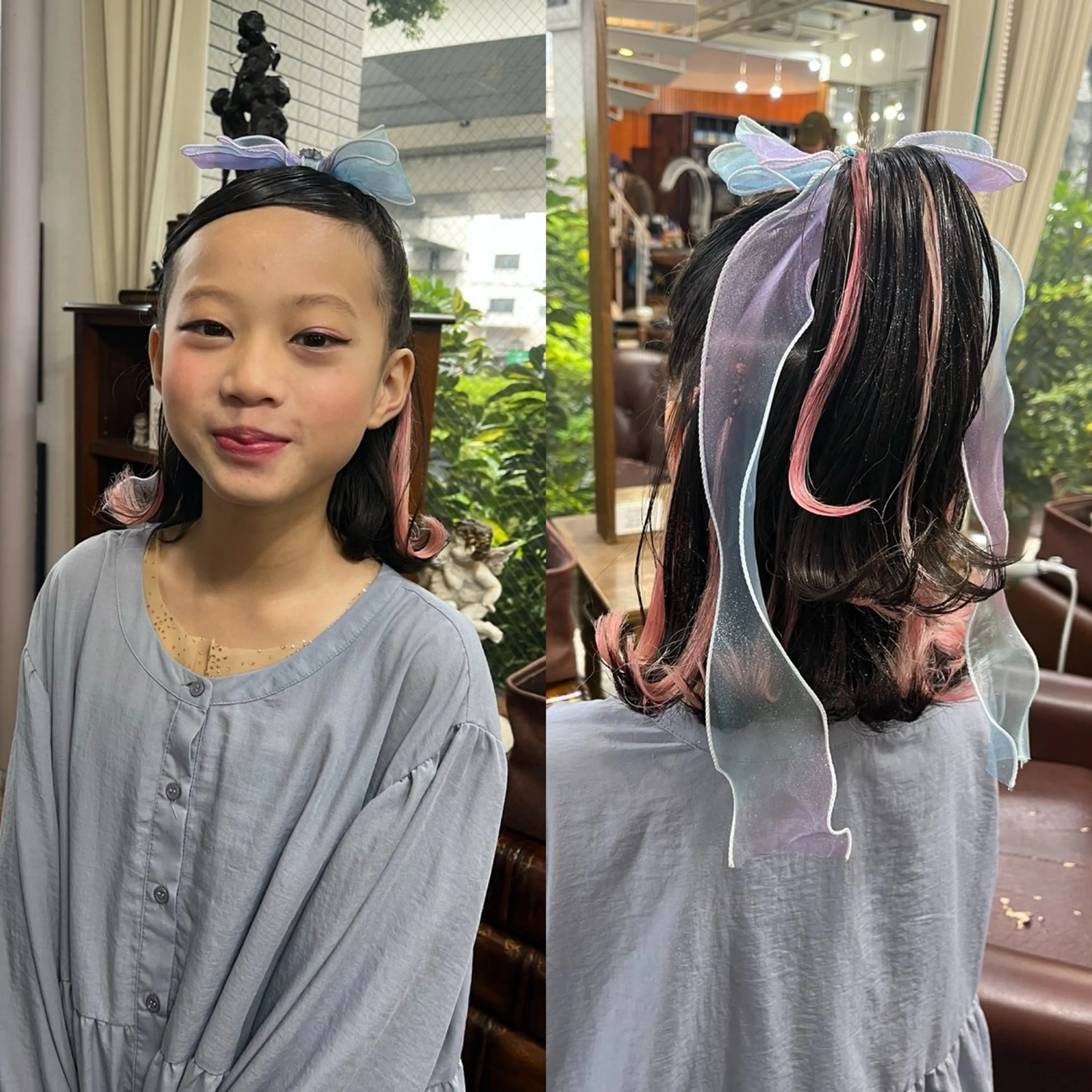 ミディアム ヘアアレンジ エクステ モモカ/ハイトーン /バレイヤージュのヘアスタイル