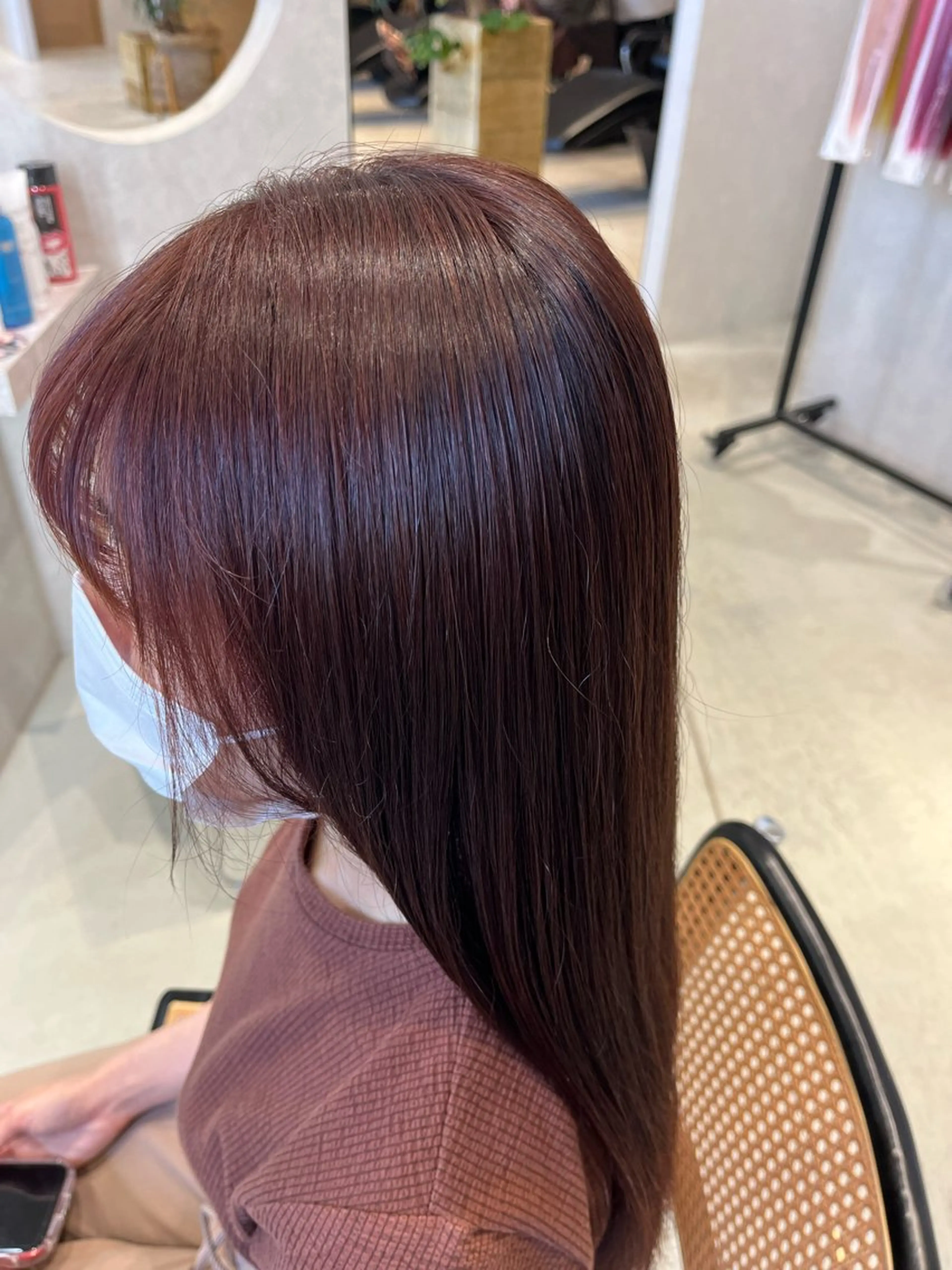 ロング カラー ブラウンカラー ピンクカラー ピンクブラウン カット ヘアカラー 福島 果音のヘアスタイル