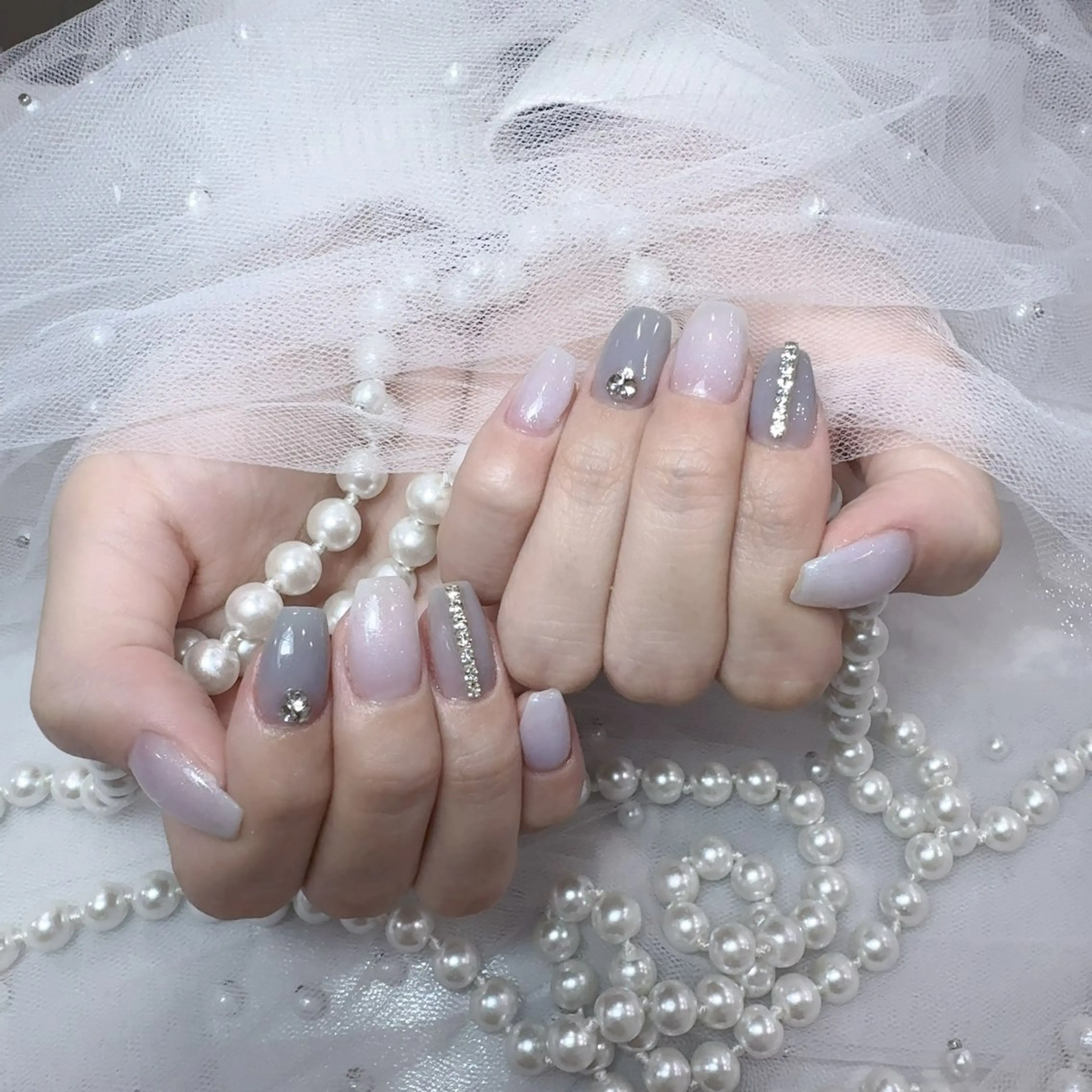 ネイル アートネイル フラッシュネイル フレンチネイル ジェルネイル ガラスフレンチ ハンドネイル You&Me Yukiのネイルデザイン