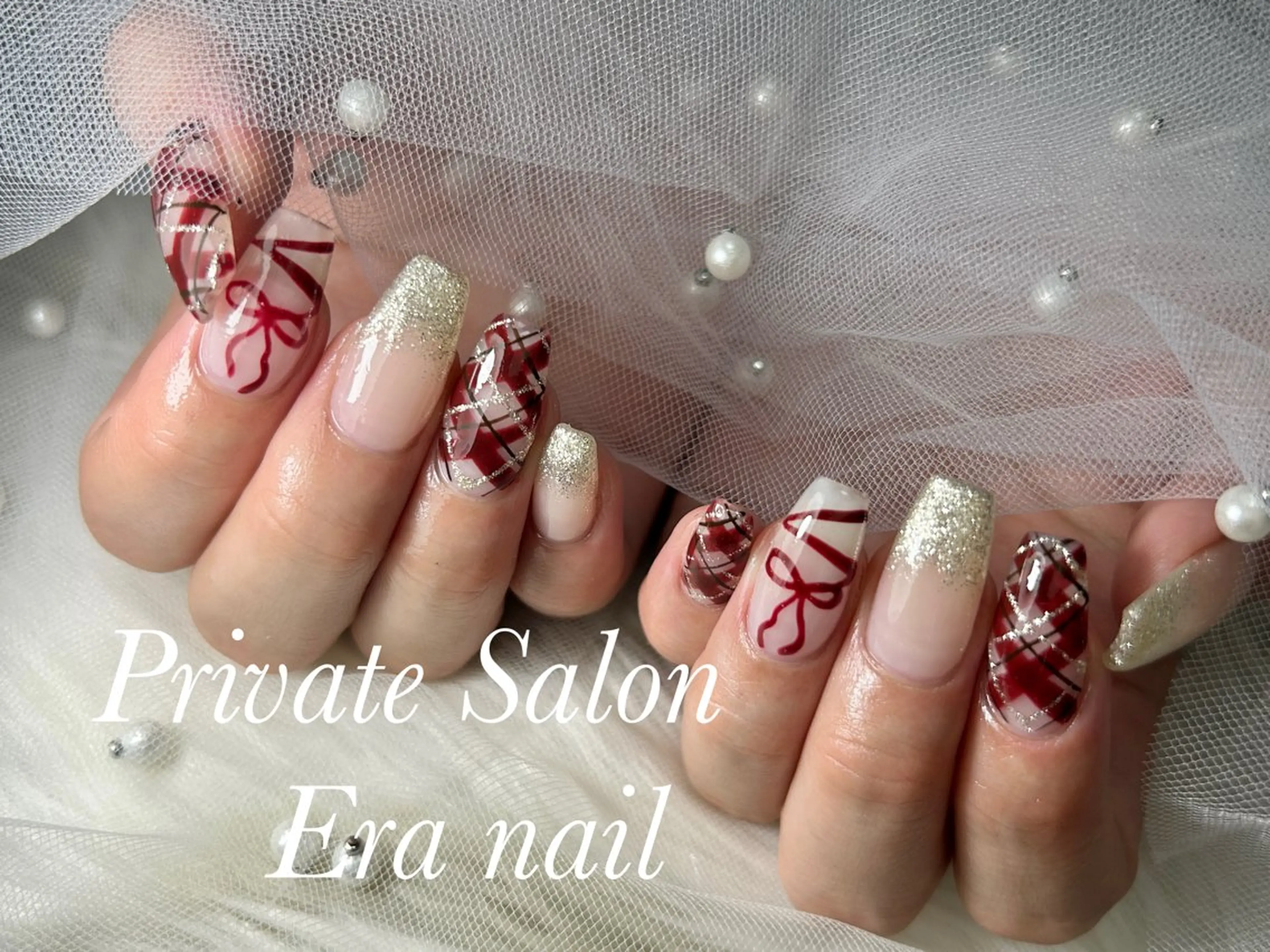 ネイル リボン ハンドネイル Era nailのネイルデザイン