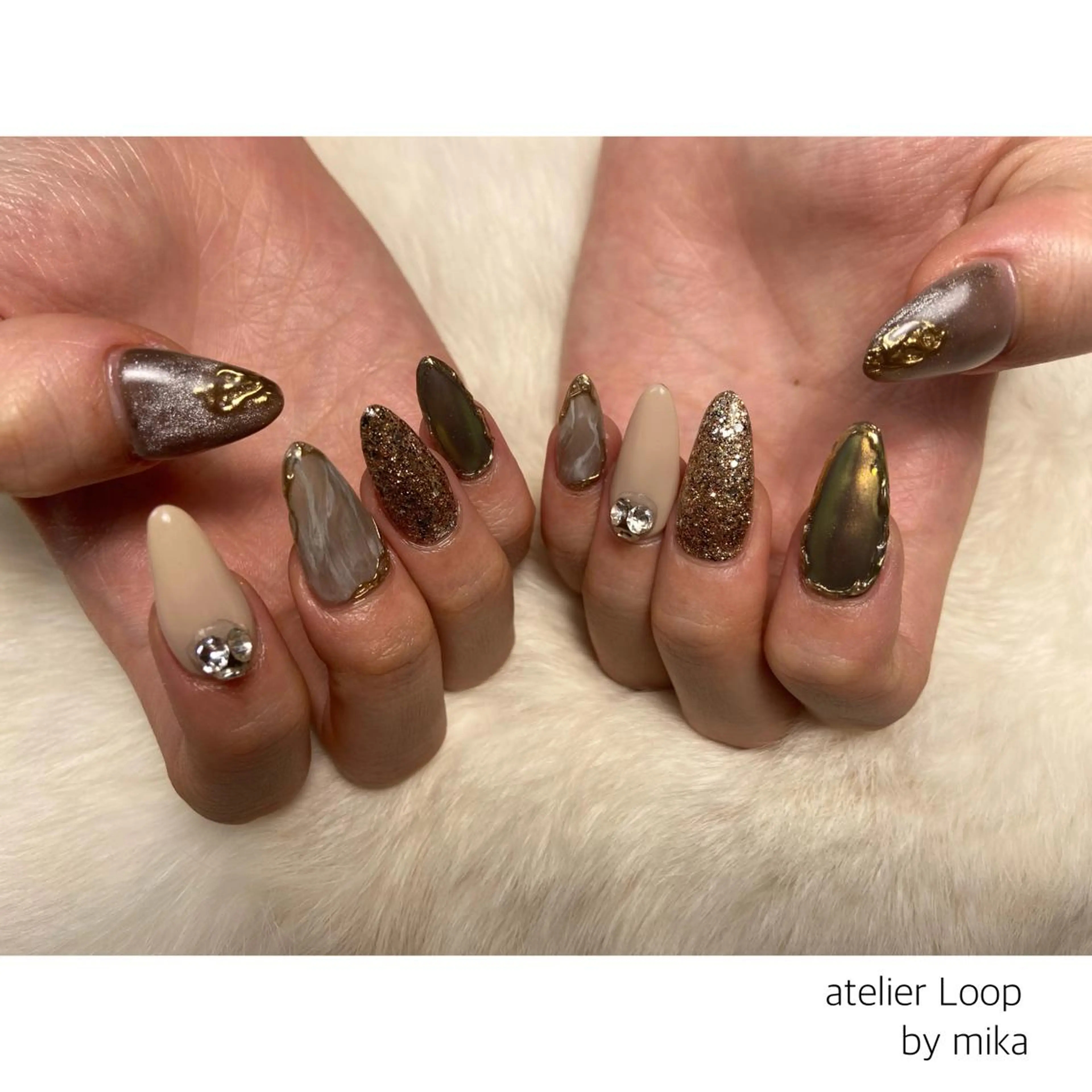ネイル マグネットネイル スカルプネイル 冬ネイル ハンドネイル atelierLoopbyshiho所属・atelier Loop♪MIKAのネイルデザイン
