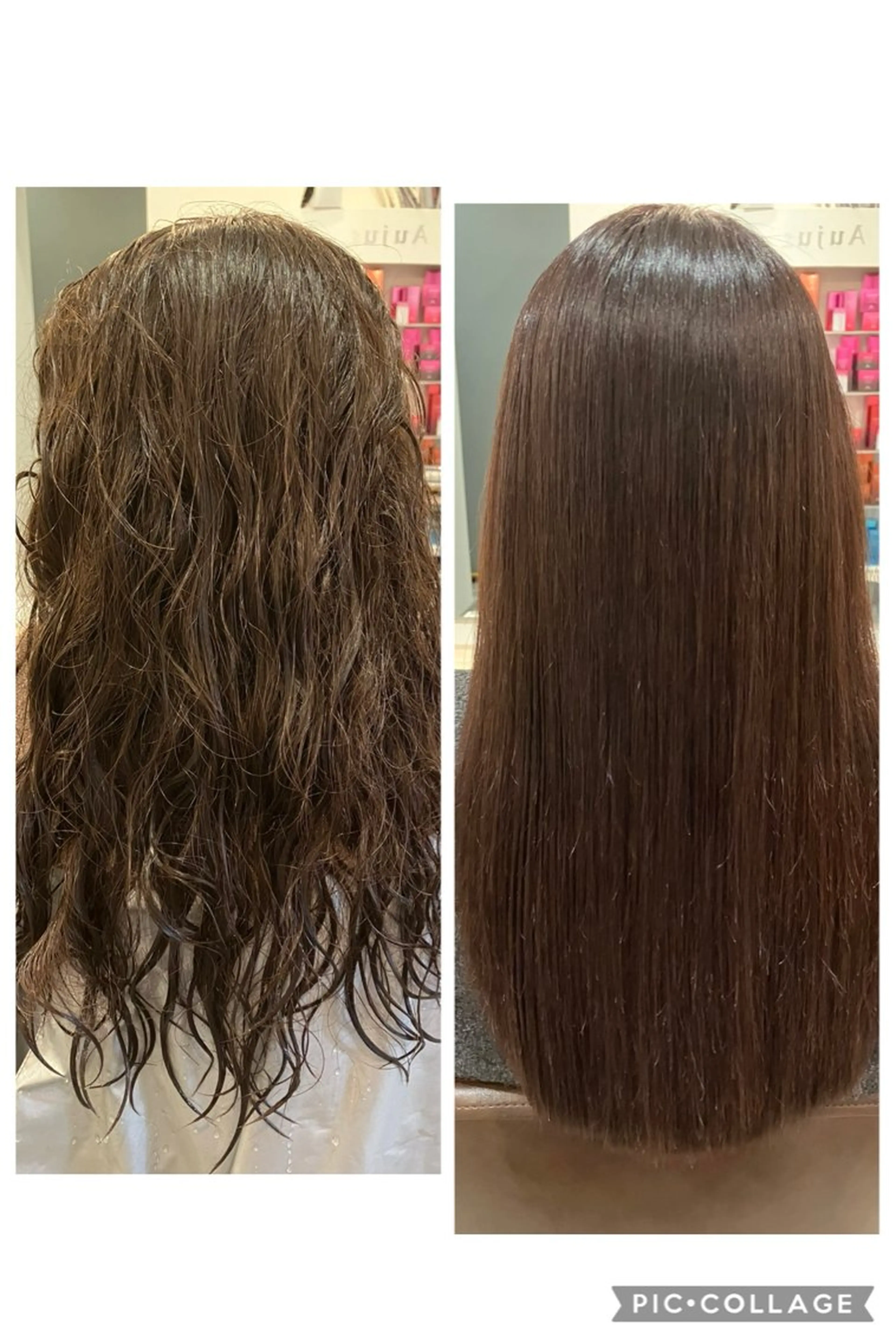 セミロング パーマ 髪質改善 縮毛矯正 ブリーチ&ストレート 長谷川勇人のヘアスタイル