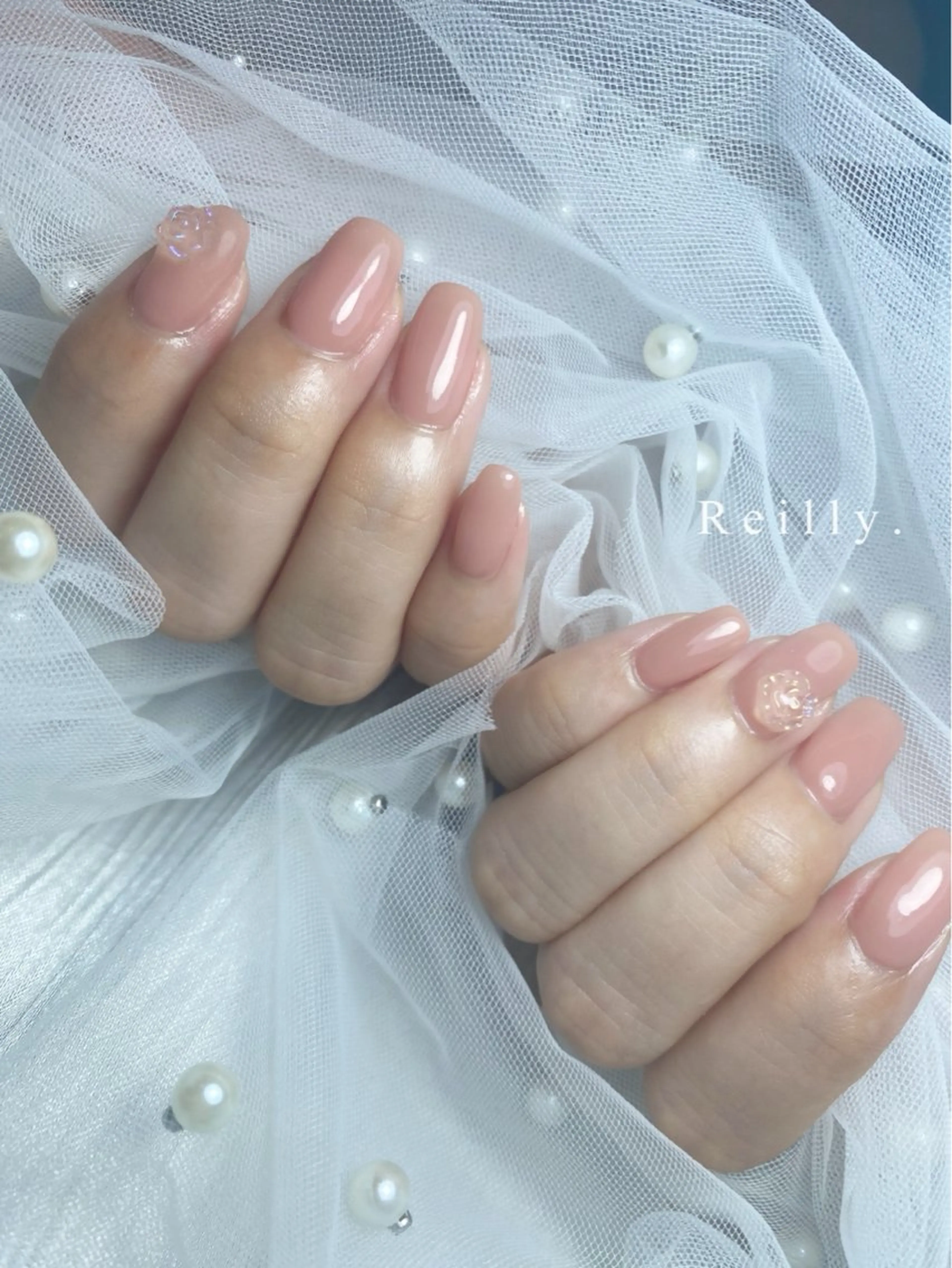 ネイル フラッシュネイル フレンチネイル ジェルネイル グラデーション ラメ(グリッター) REILLY.　private nail salon所属・Marina 《REILLY.》のネイルデザイン