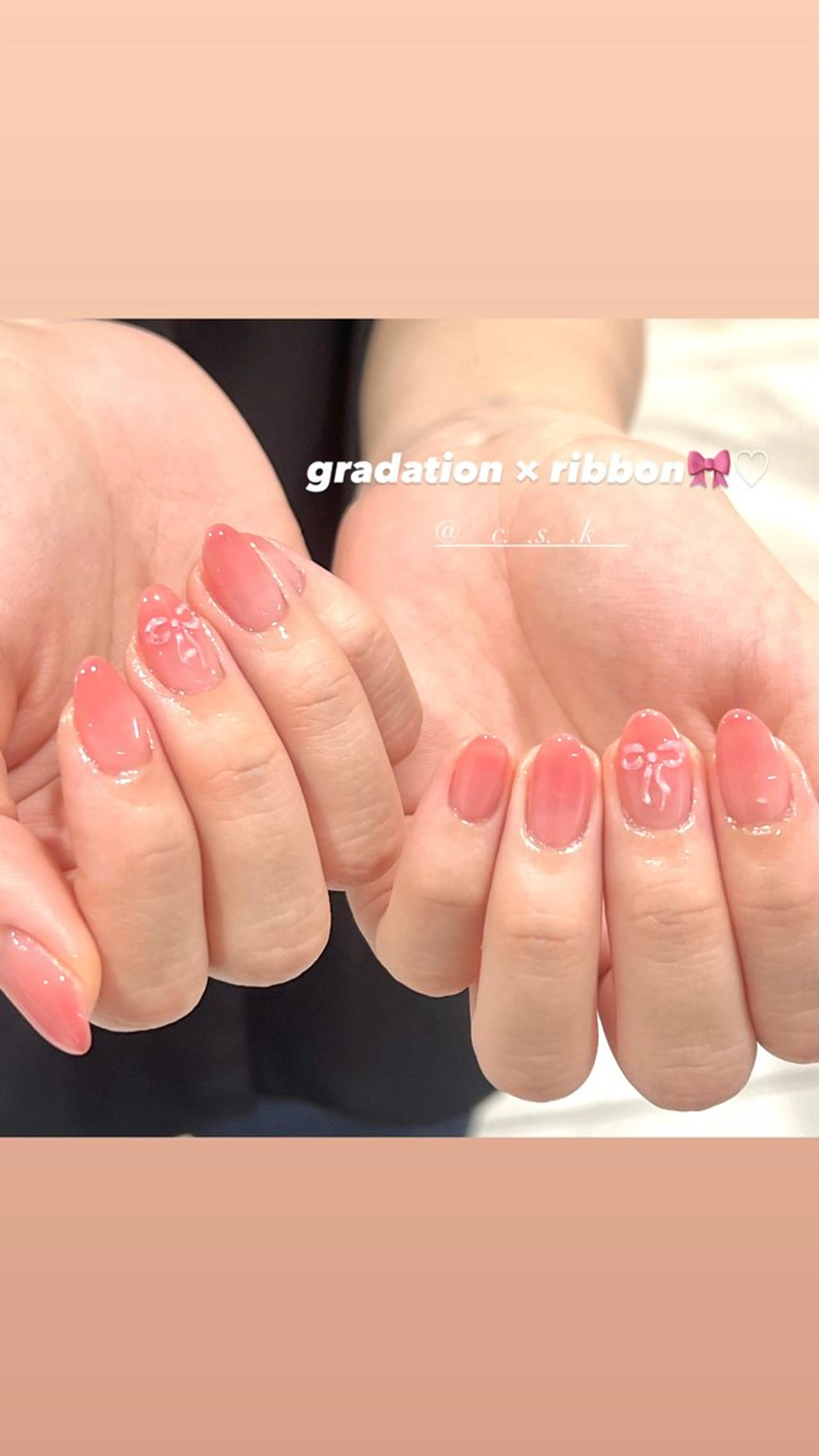ネイル アートネイル リボン ハンドネイル 🎀チーク/ちゅるん 🫧chisa🎀のネイルデザイン