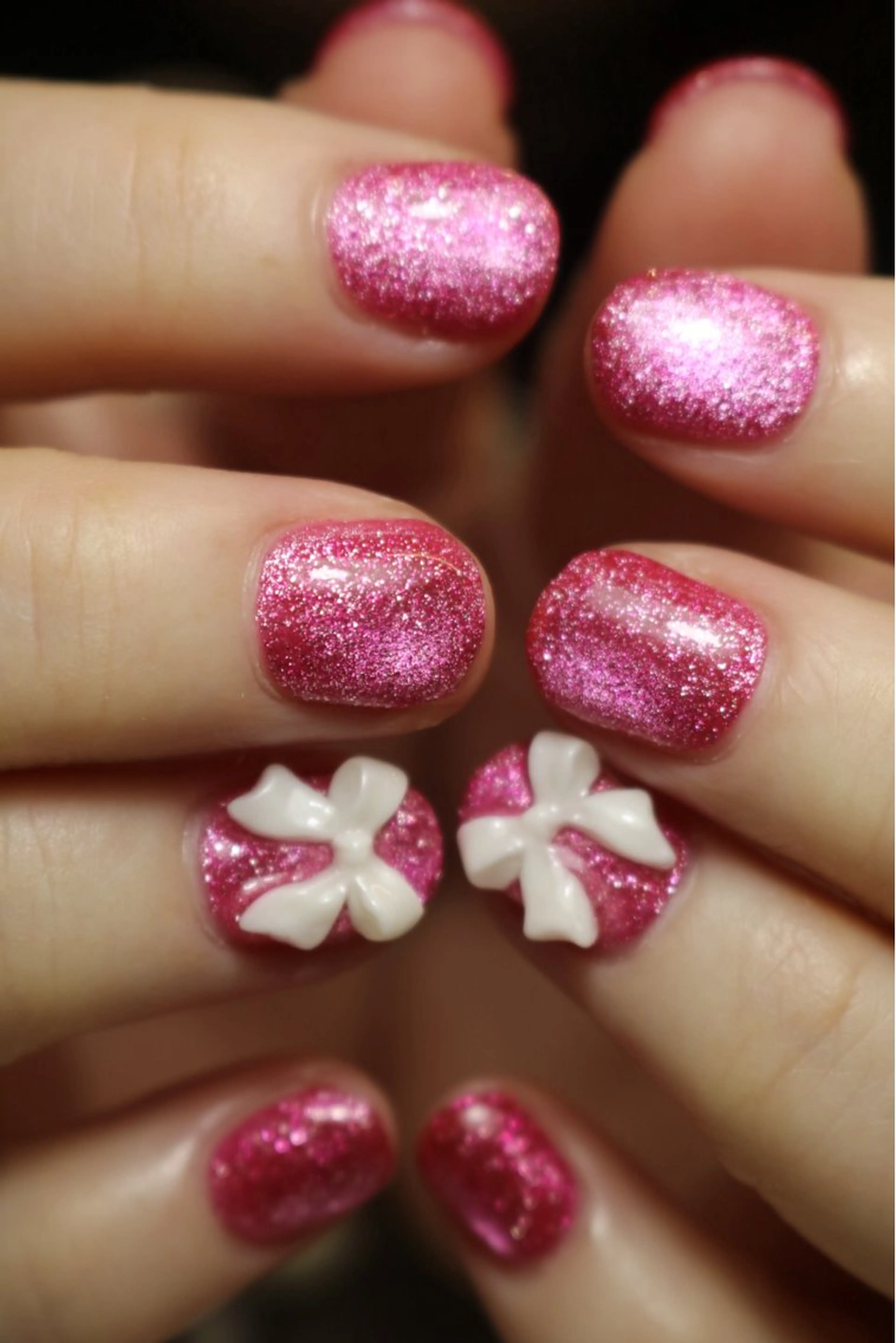 ネイル 長さ出し リボン バレンタイン シスターズ ネイルのネイルデザイン