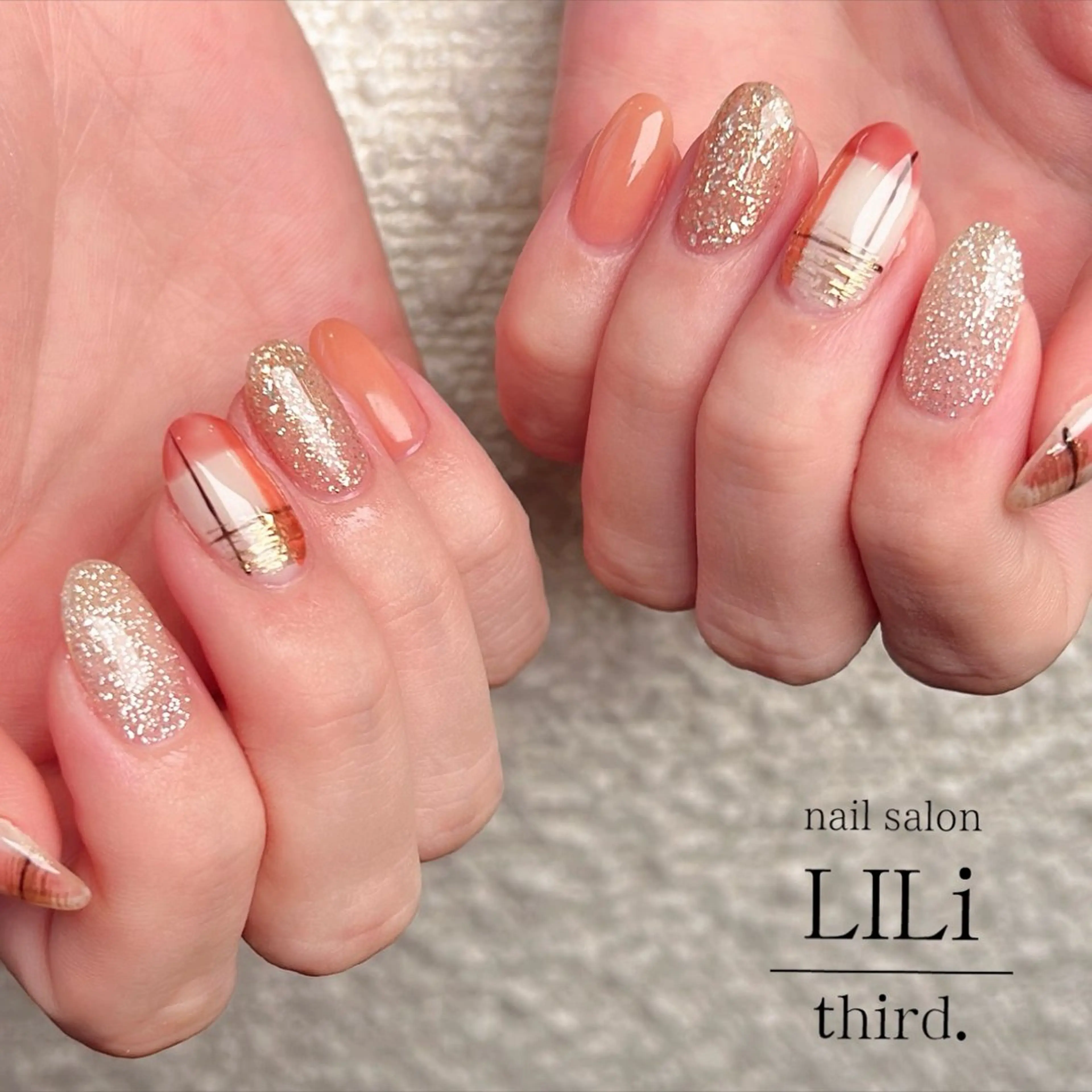 ネイル オレンジ ハンドネイル Saya ᵕ̈*のネイルデザイン