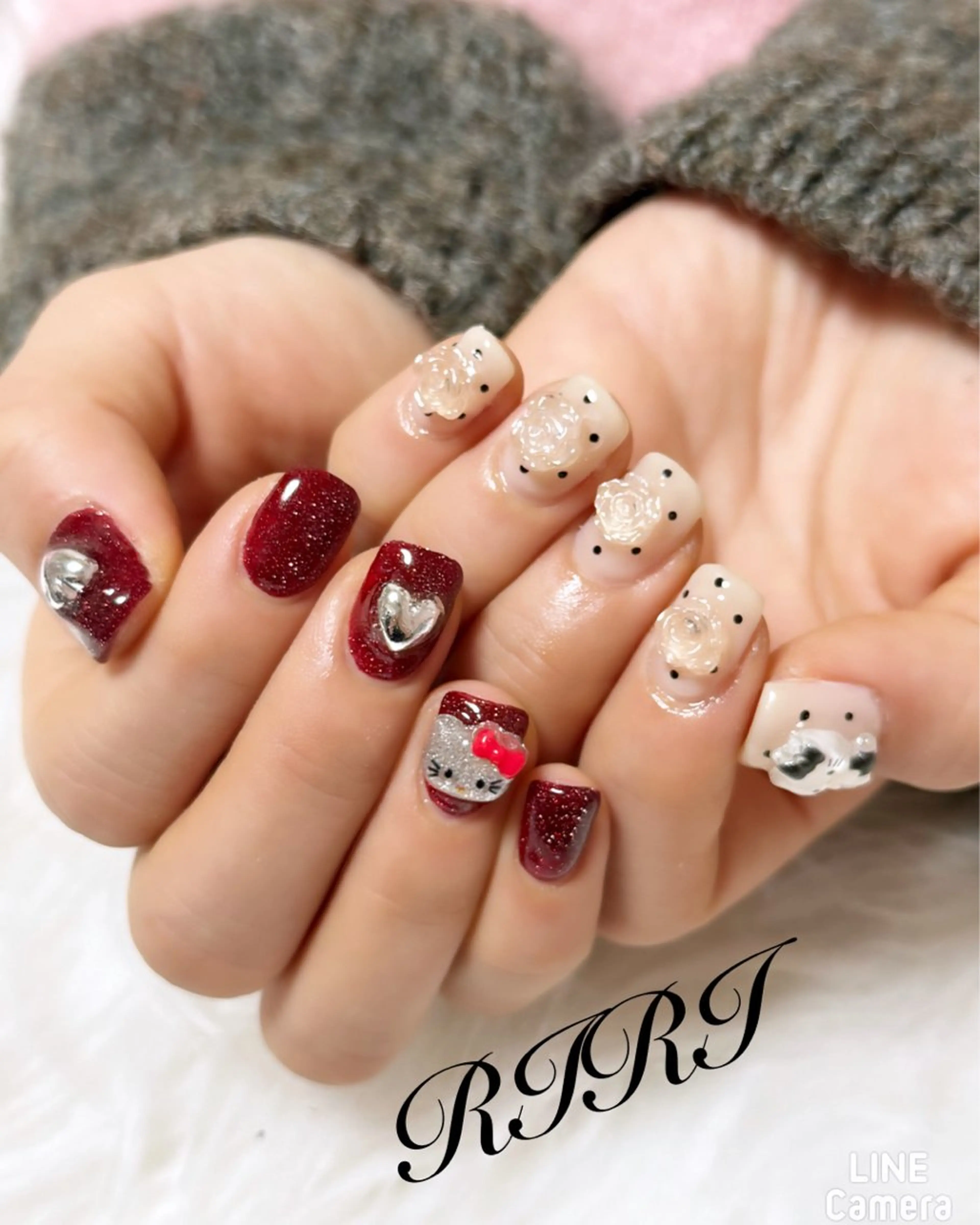 ネイル ドット ジェルネイル ショートネイル ハンドネイル riri オーナーのネイルデザイン