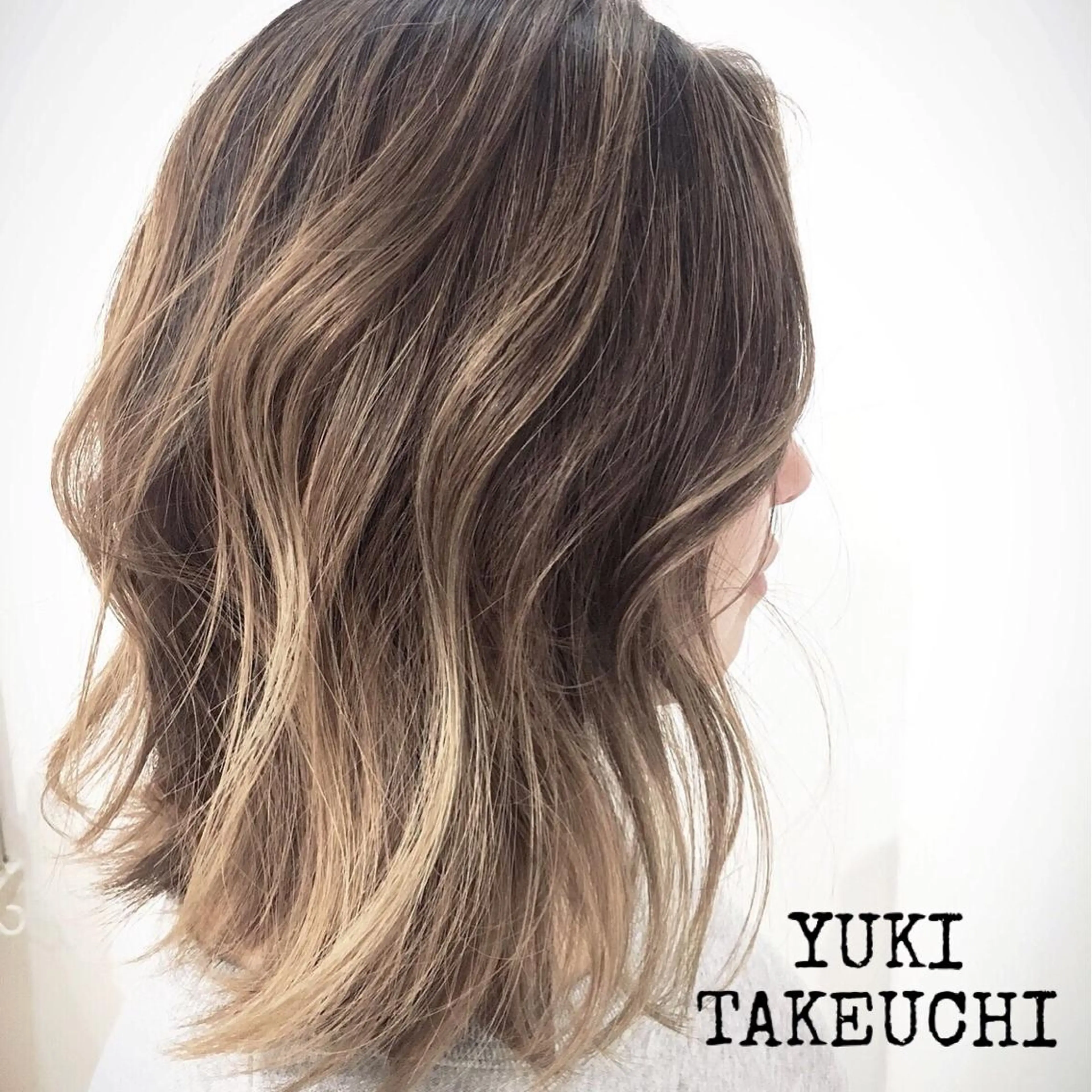 ミディアム カラー バレイヤージュ デザインカラー ハイライトカラー ハイライト レイヤーカット 武内 由貴のヘアスタイル