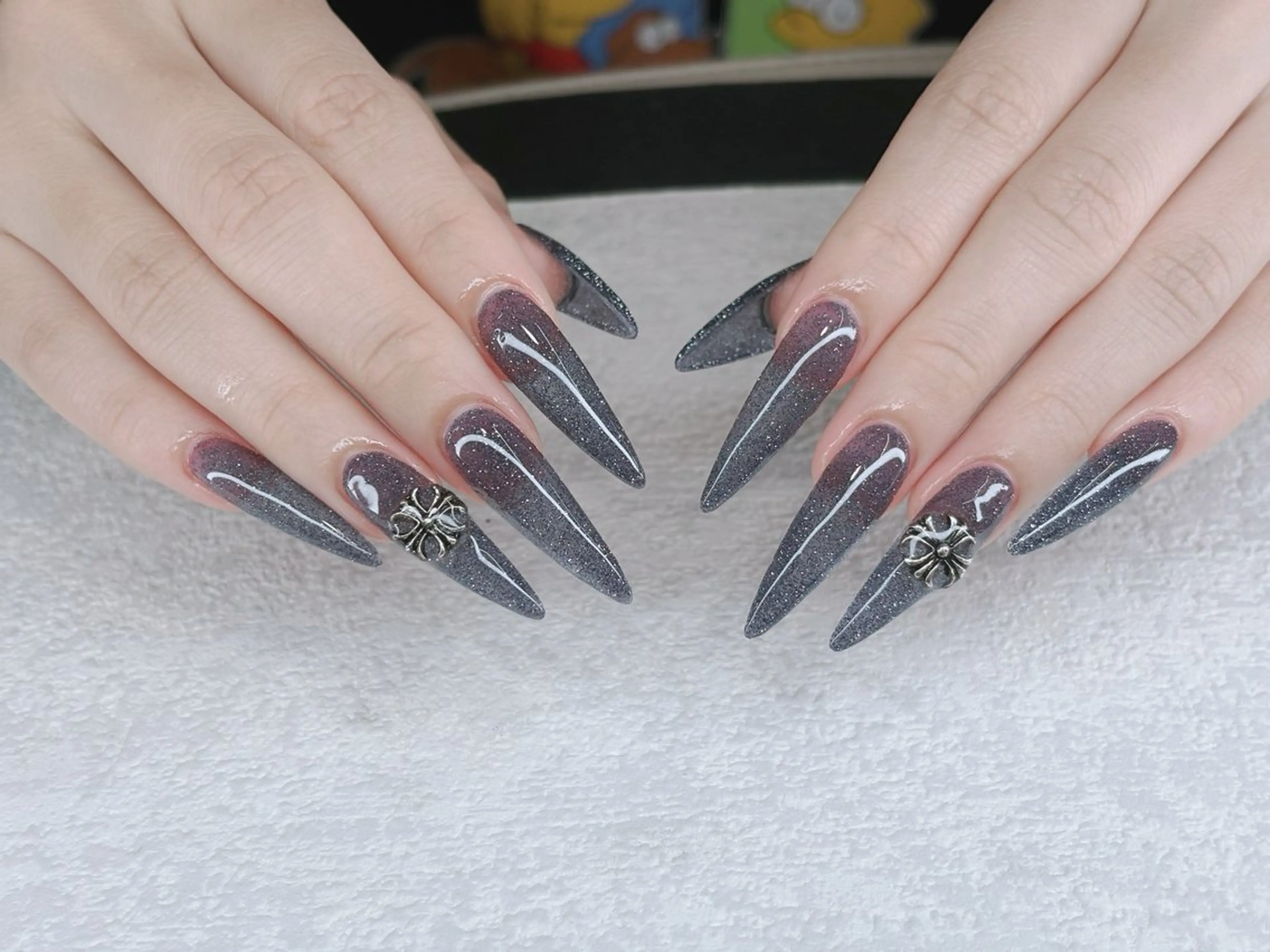 ネイル オーロラネイル ブルー チークネイル フットネイル フレンチネイル Haru Kaori 渋谷のネイルデザイン