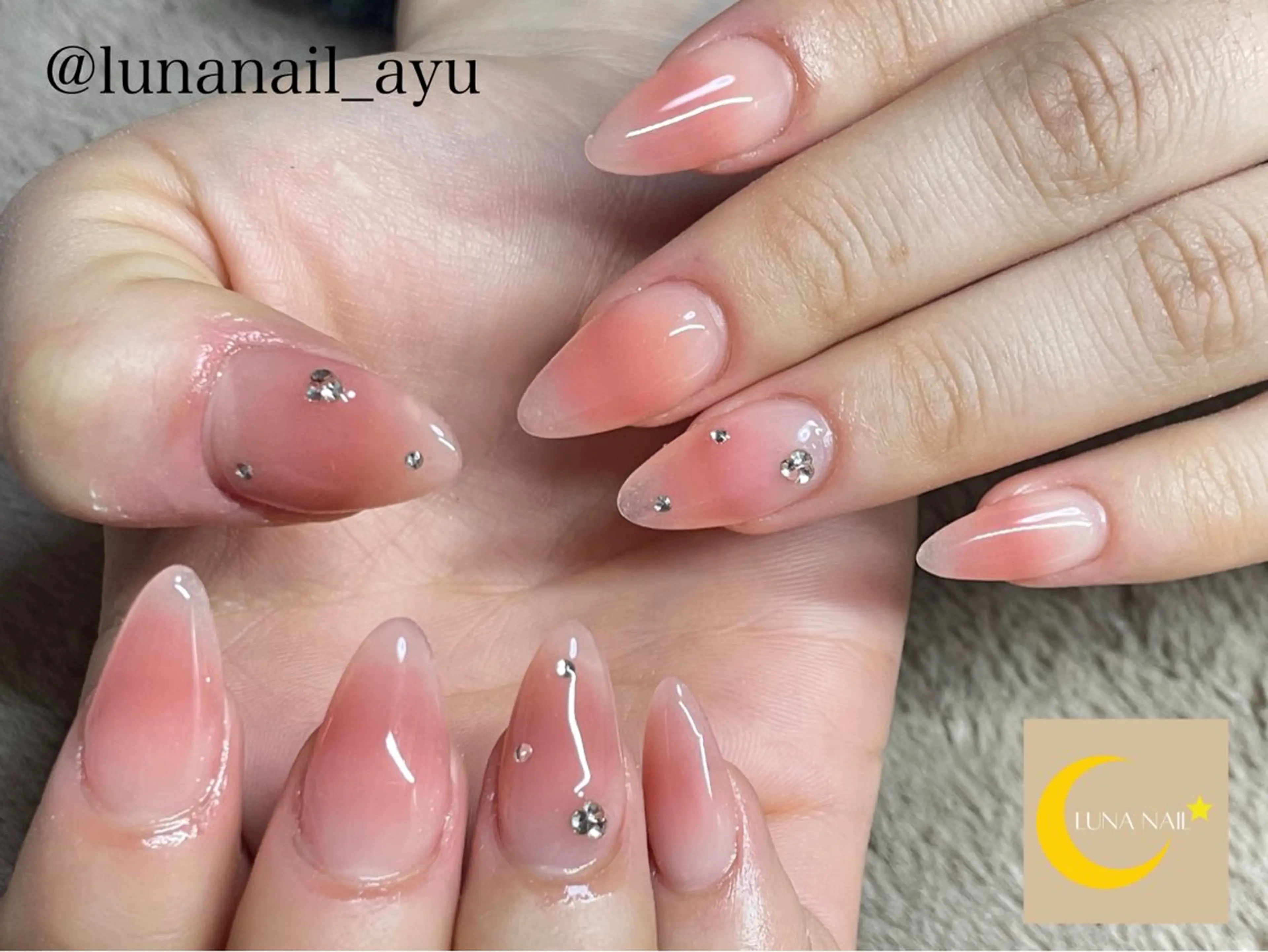 ネイル チークネイル ピンク 春ネイル ワンホンネイル ハンドネイル LUNA NAIL ayuのネイルデザイン