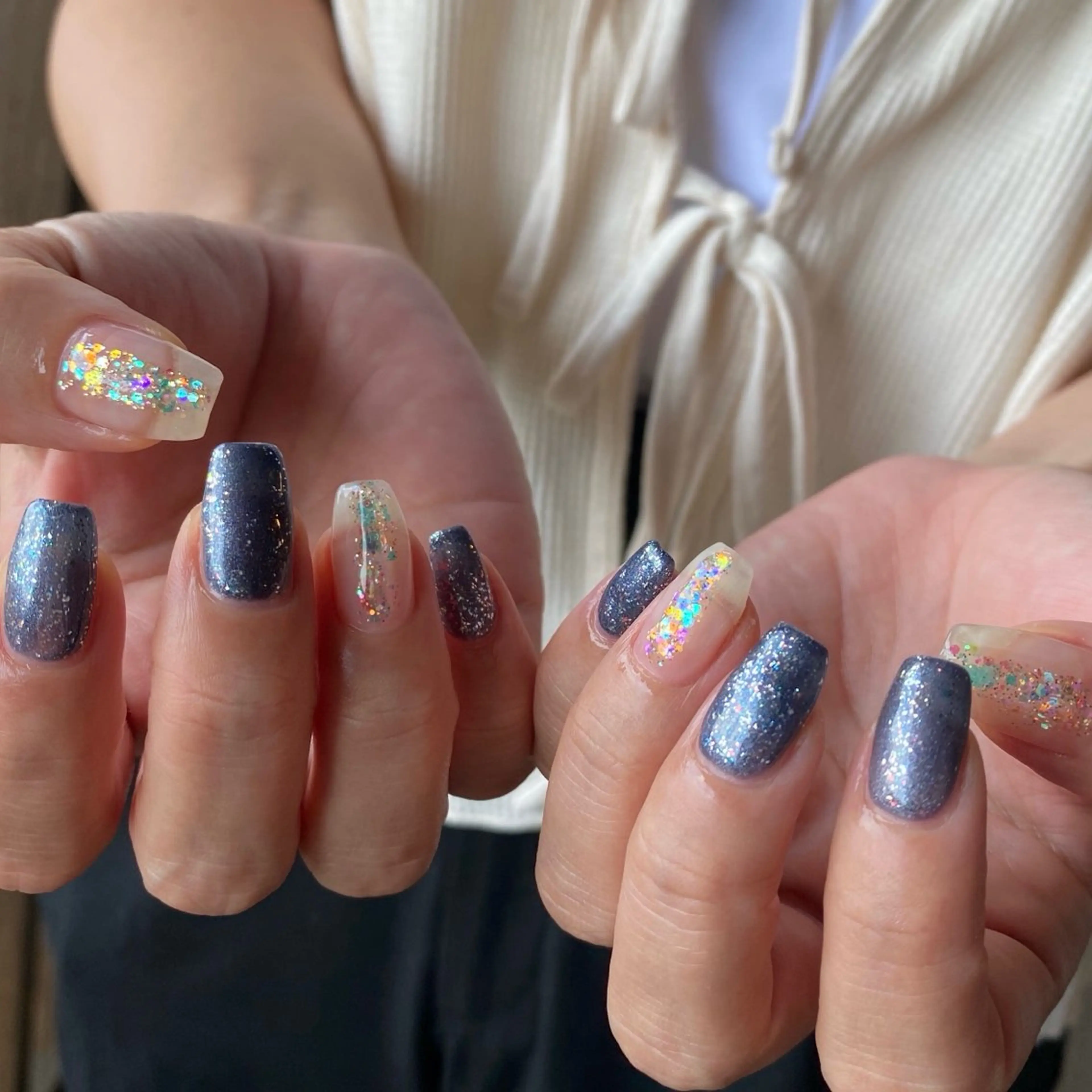 ネイル フラッシュネイル ラメ(グリッター) 夏ネイル amuse ニュアンス/個性派のネイルデザイン