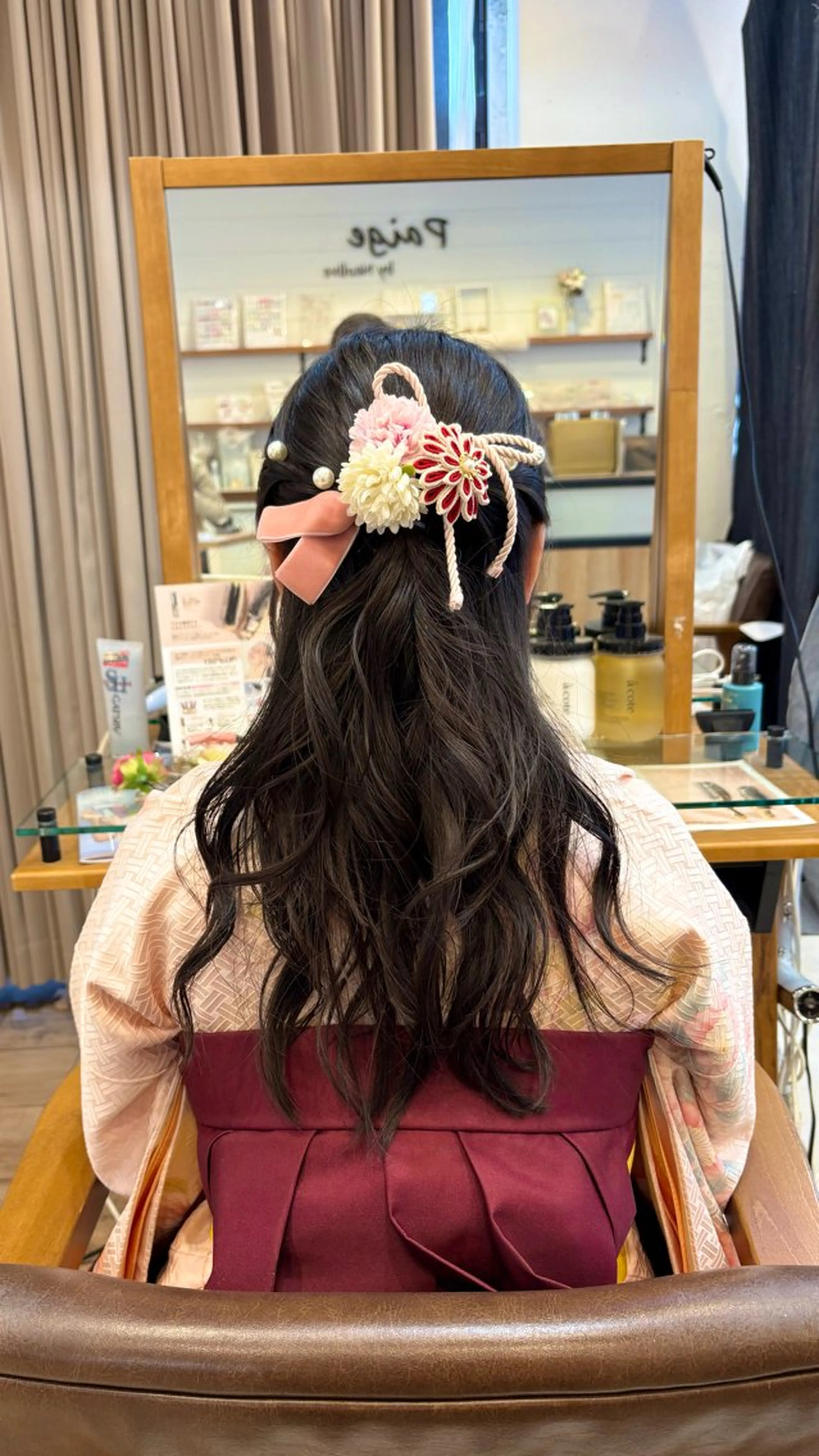 セミロング ヘアアレンジ 成人式 ハーフアップ 卒業式のヘアスタイル 韓国風ヘア 似合わせカット ヘアセット 🐈‍⬛なおカラーモ デル様募集中🎀のヘアスタイル