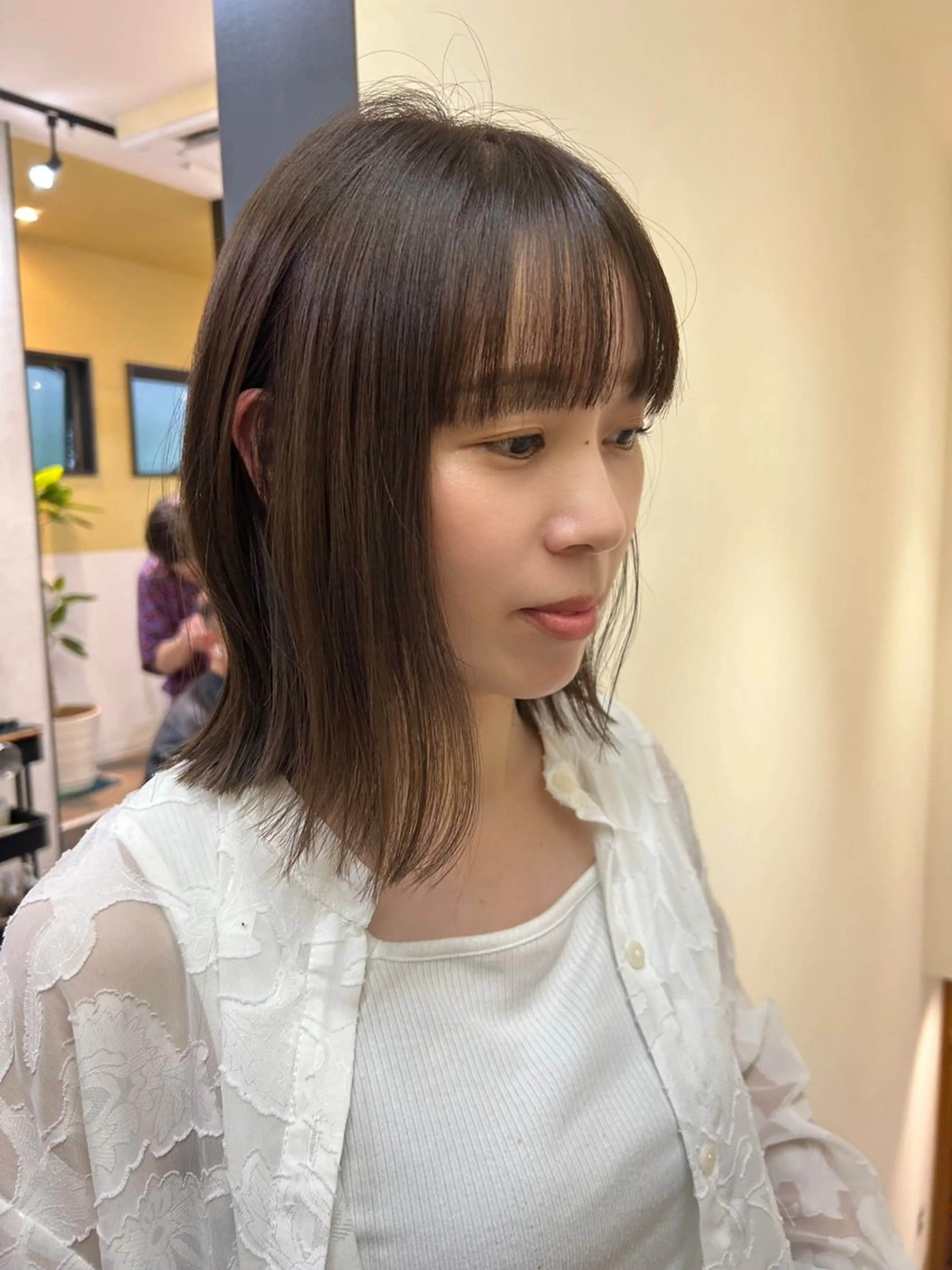 ミディアム カラー ベージュカラー オリーブベージュ カット ヘアカラー トリートメント hub hair レイヤー/透明感のヘアスタイル