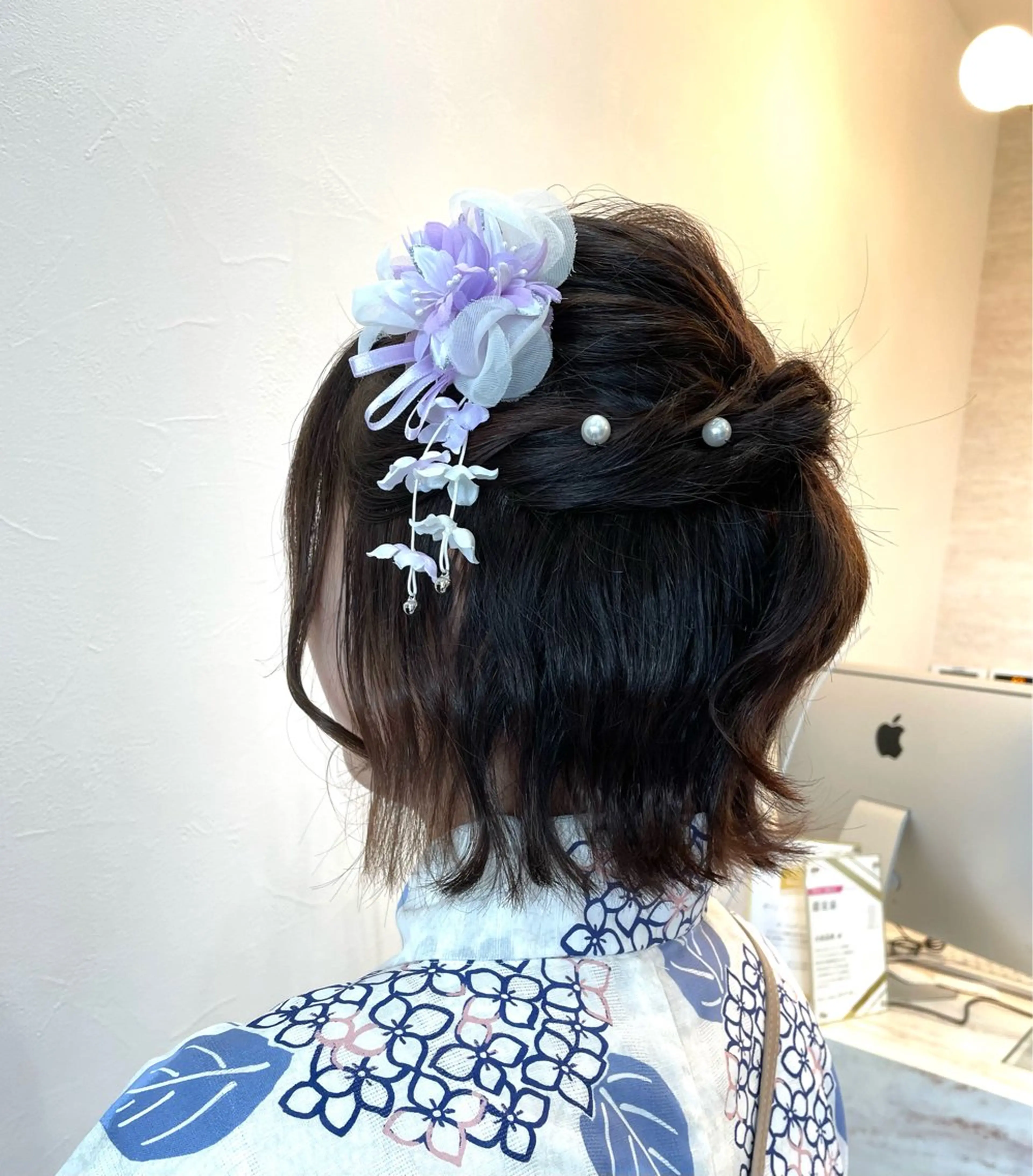 ショート ヘアアレンジ ハーフアップ ショートヘア ヘアセット NANA🍊/熊谷 /縮毛矯正/髪質改善のヘアスタイル