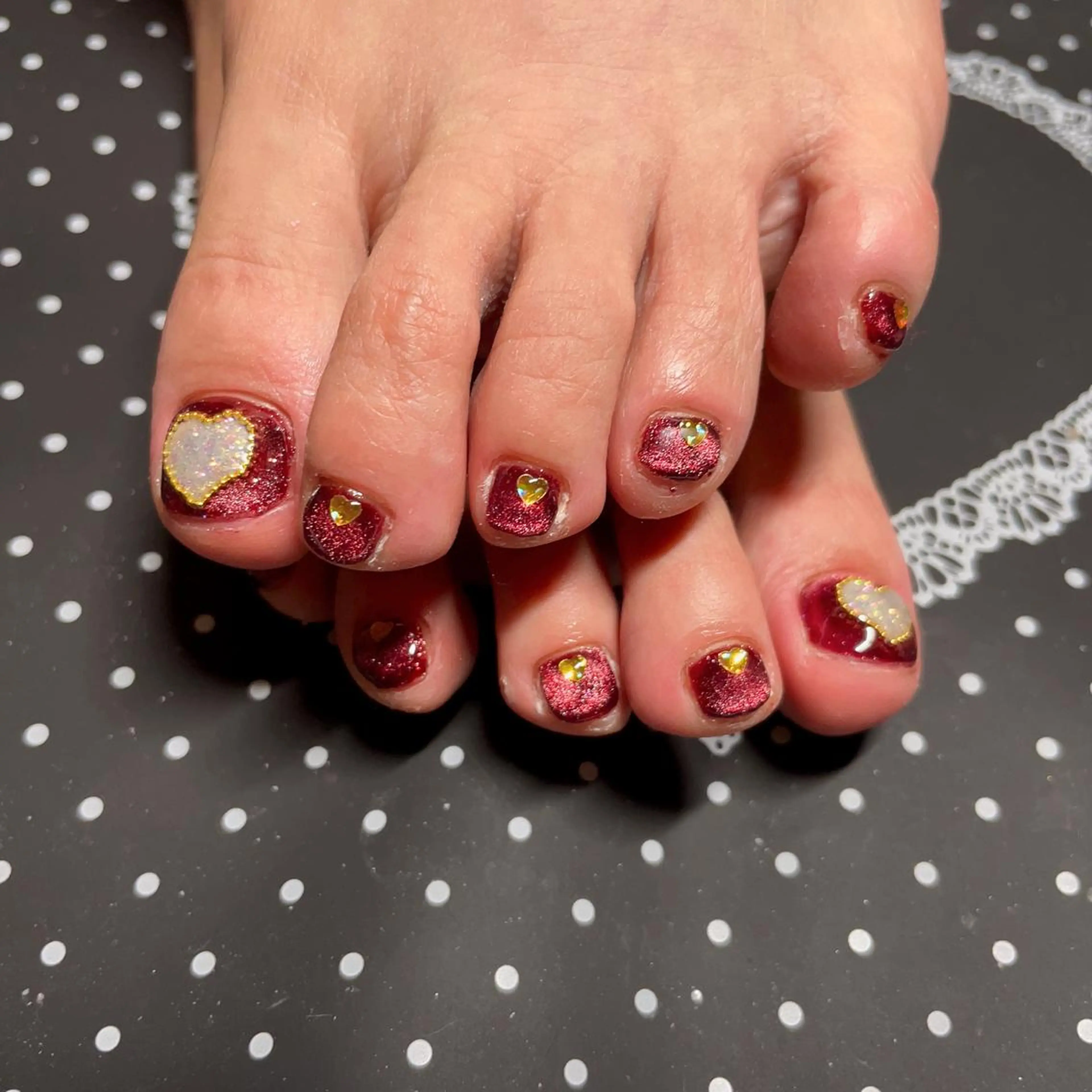 ネイル ハート マグネットネイル フットネイル エン Nail salonのネイルデザイン