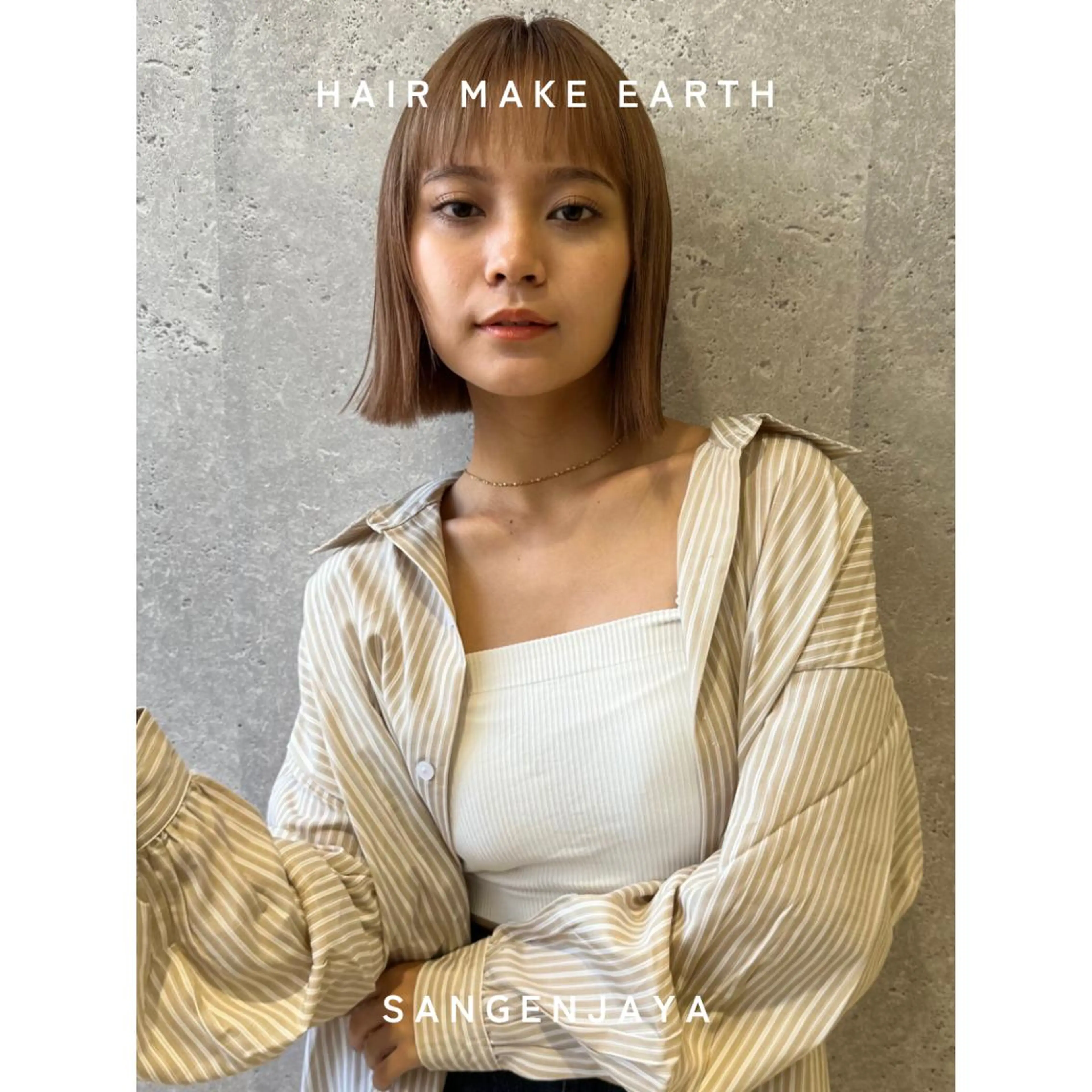 ミディアム ボブレイヤー ボブ くびれヘア レイヤーカット 外ハネヘア hair make earth 🪡のヘアスタイル