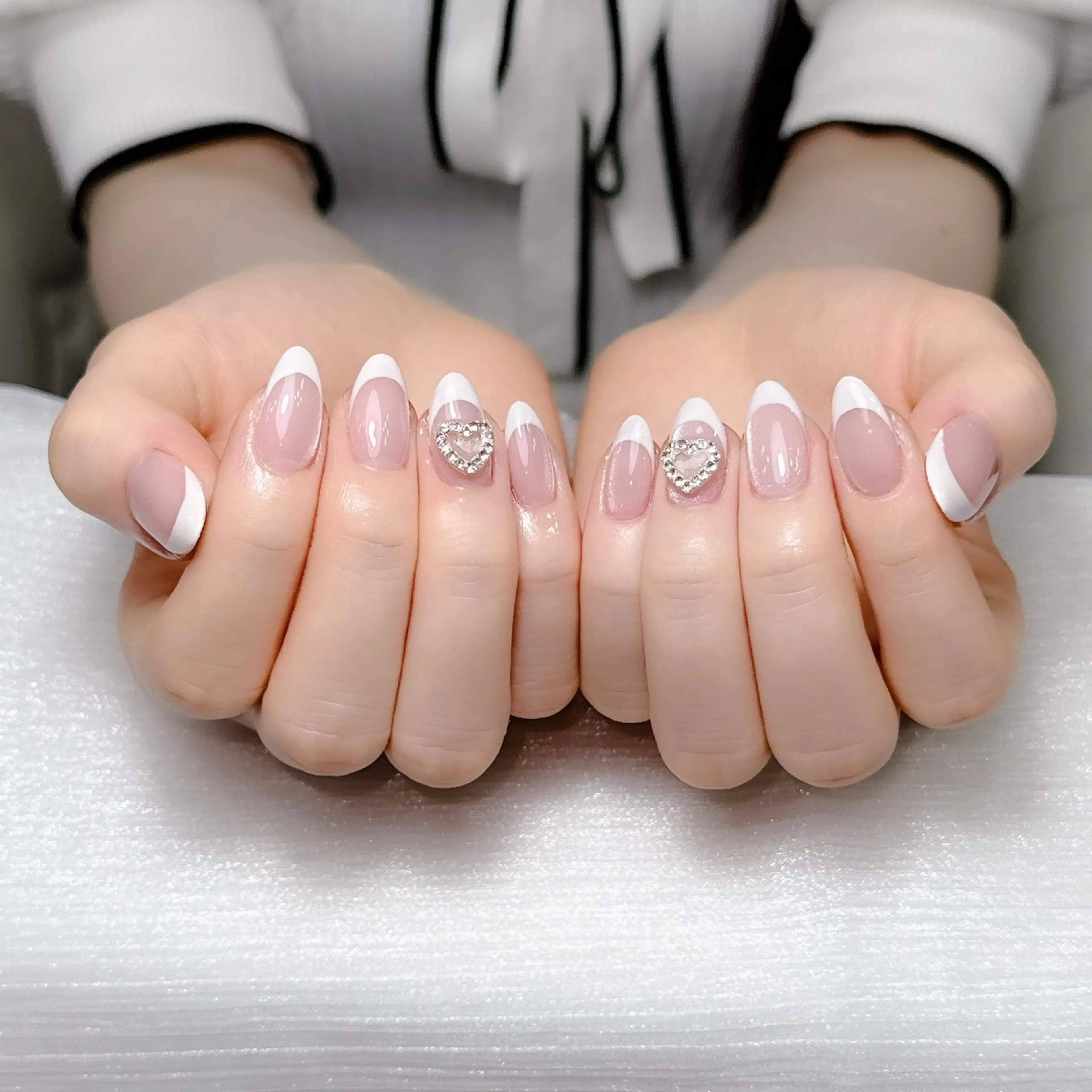 ネイル 長さ出し フレンチネイル 韓国ネイル レース マグネットネイル yuna ユナのネイルデザイン