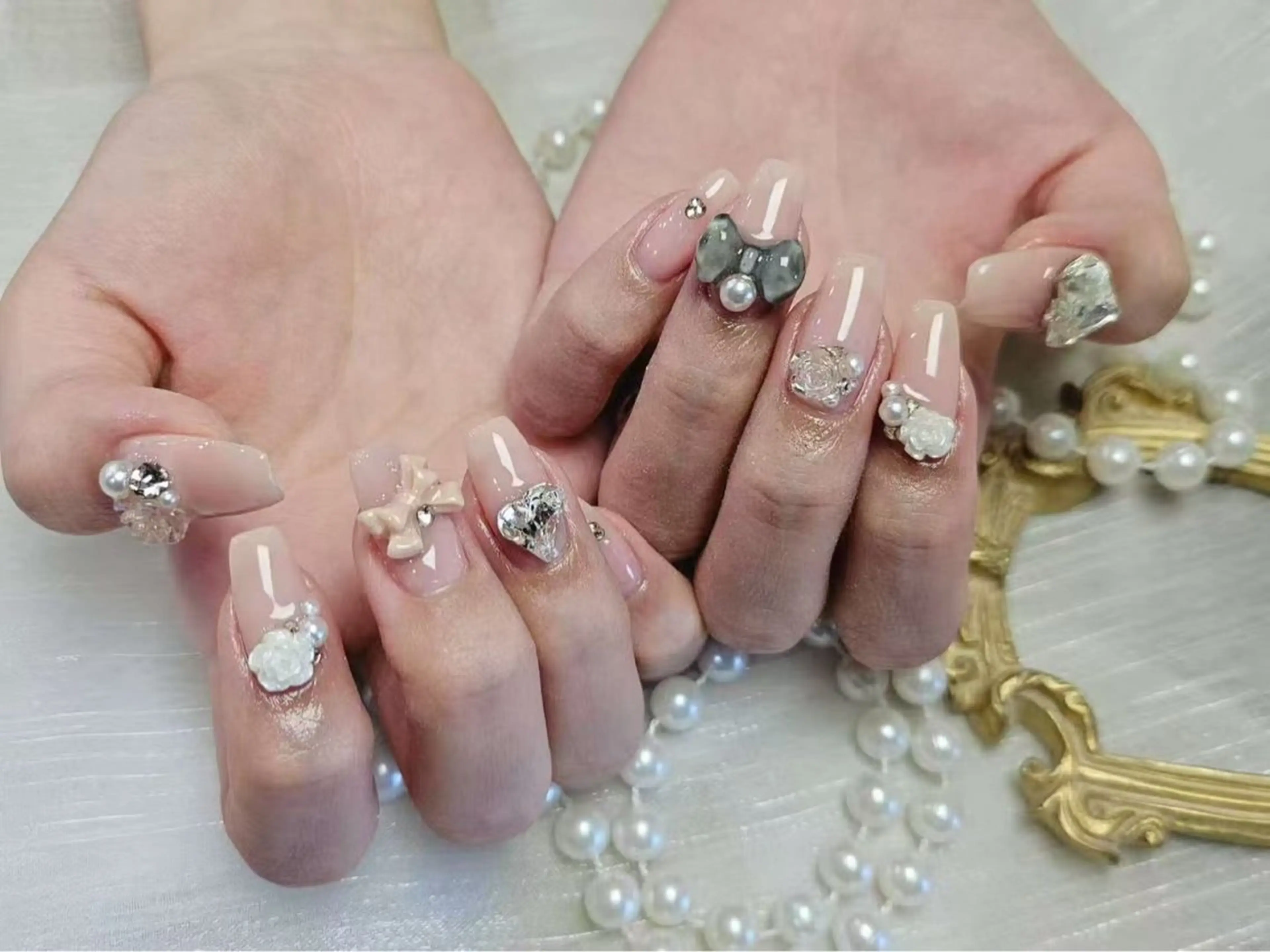 ネイル アートネイル フットネイル ジェルネイル ハート マグネットネイル Babarla Nailのネイルデザイン