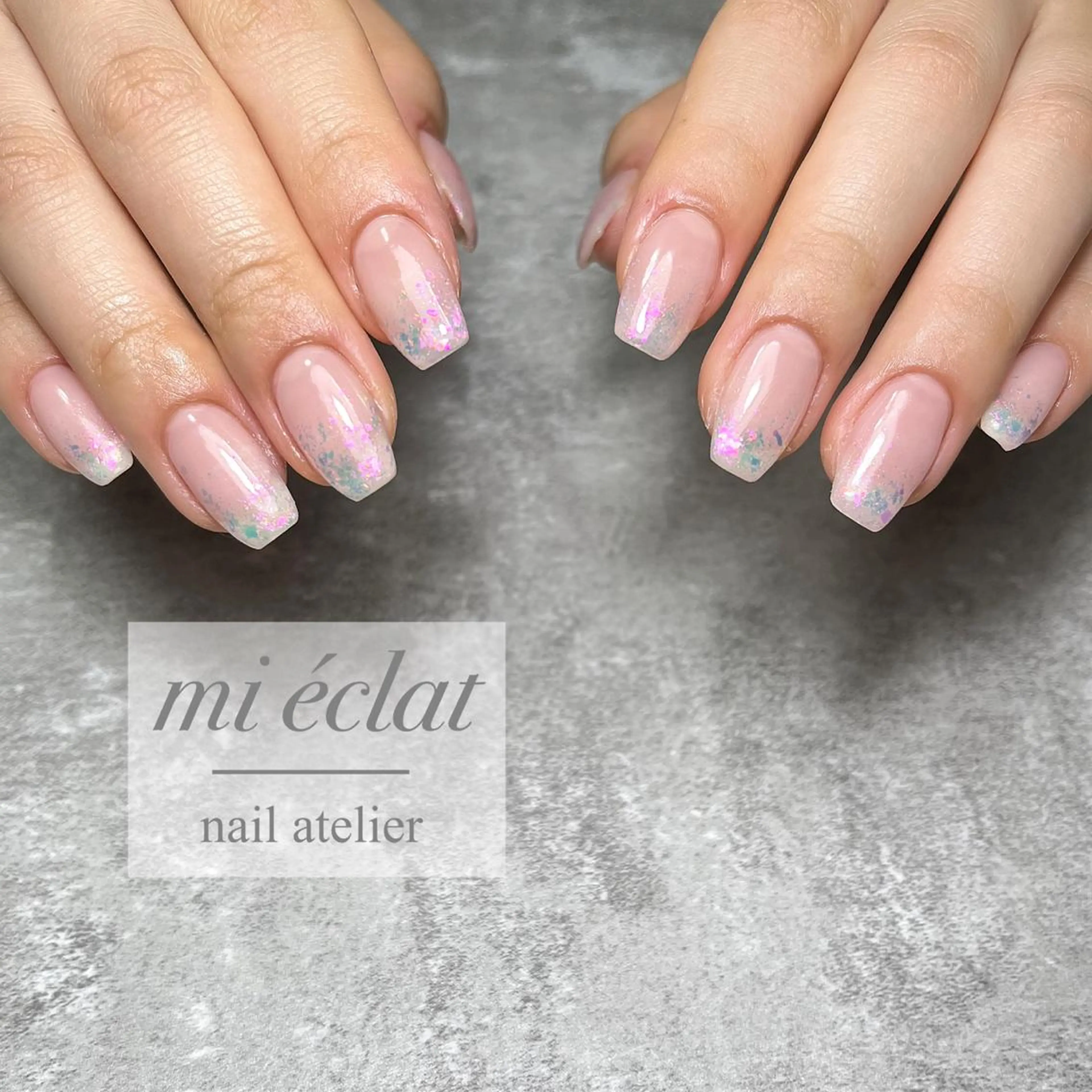 ネイル アートネイル オーロラネイル ブラウン チークネイル フットネイル mi éclat ミ　エクラのネイルデザイン