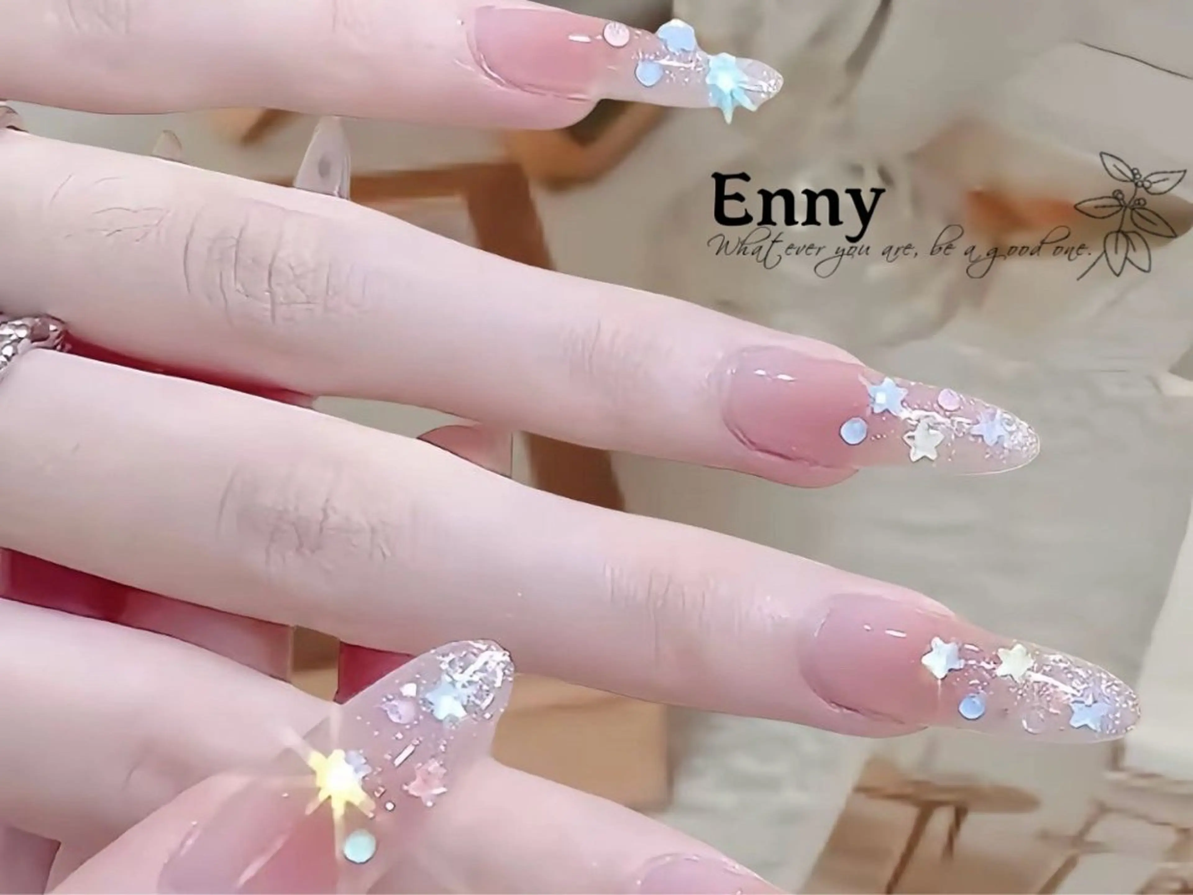 ネイル チークネイル フットネイル フレンチネイル ジェルネイル ガラスフレンチ Enny nail salonのネイルデザイン