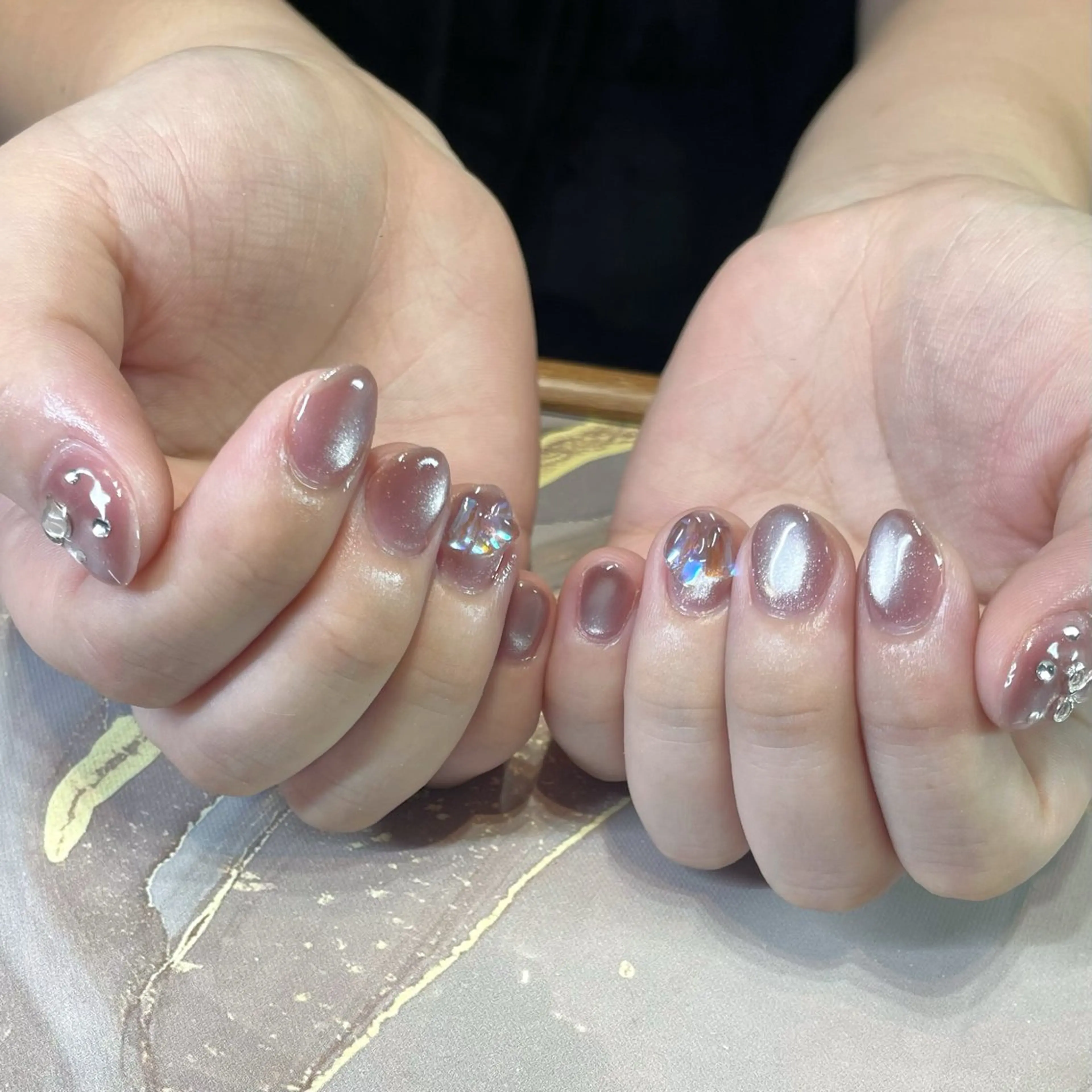 ネイル マグネットネイル ピンク jujur HARUKA🌸のネイルデザイン