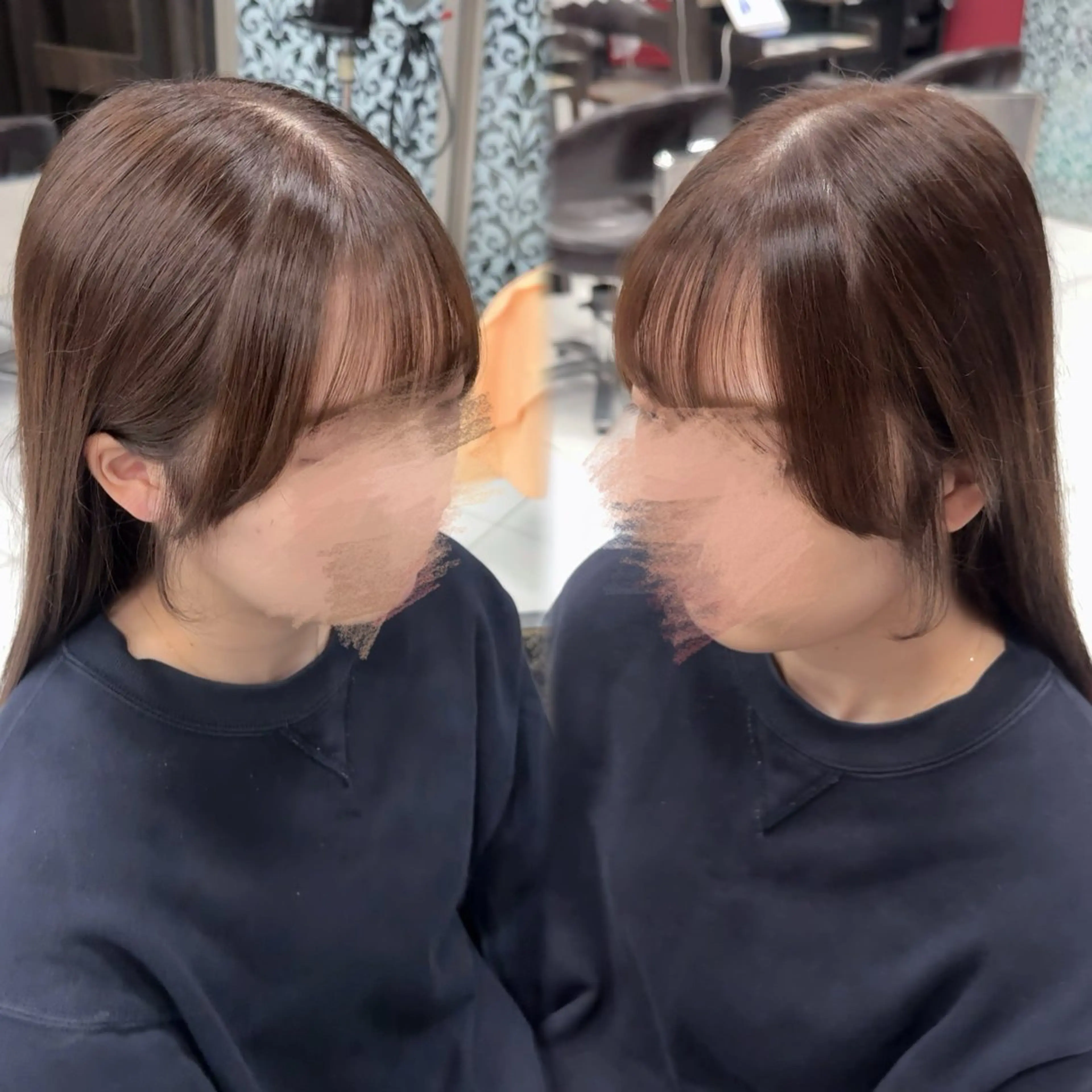 セミロング 天使の羽バング・フェザーバング カットモデル募集中 💜manaka💜のヘアスタイル