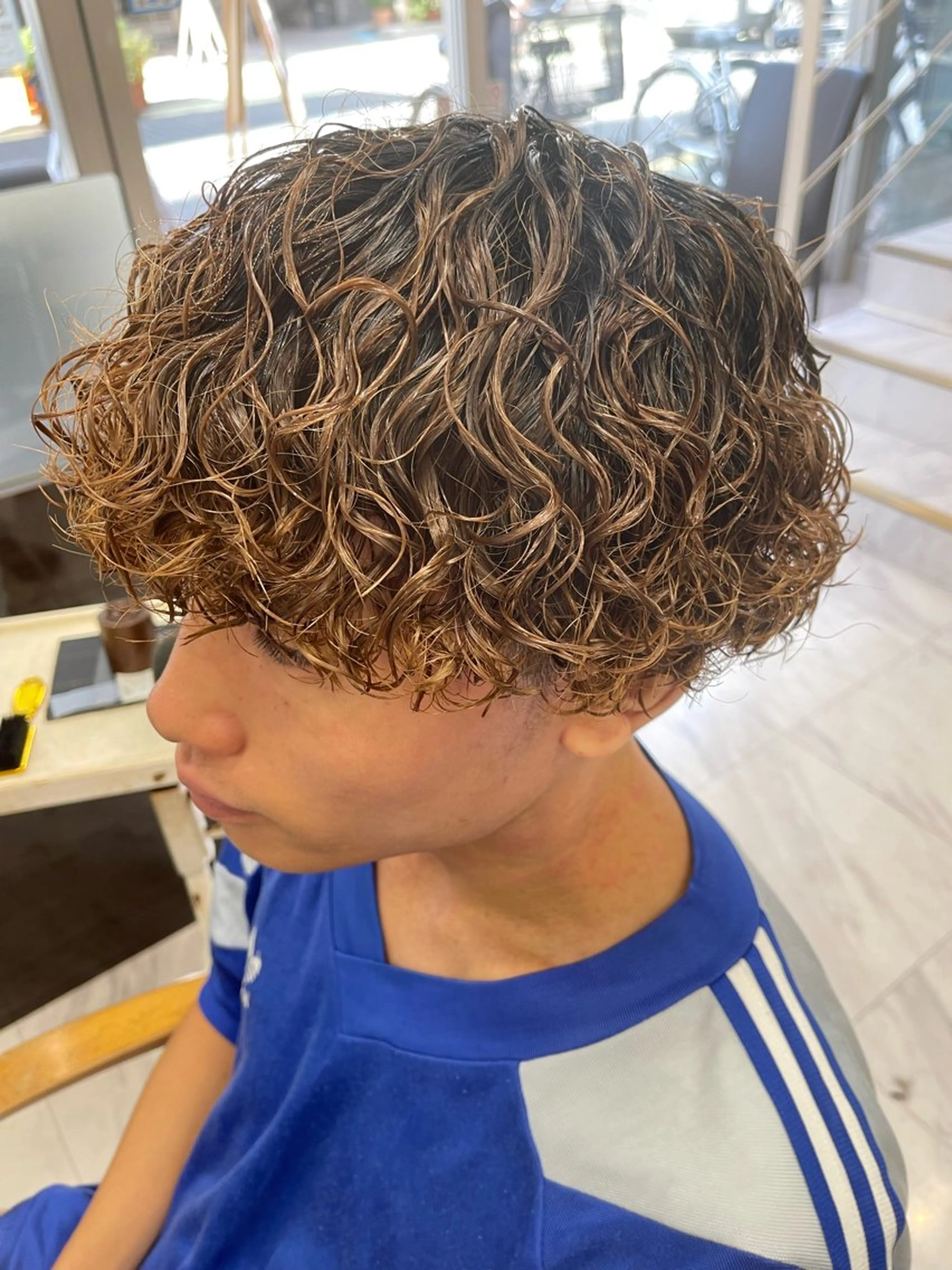 ショート パーマ メンズ メンズパーマ 波巻きパーマ 🌻メンズカット 落合諒🌻のヘアスタイル