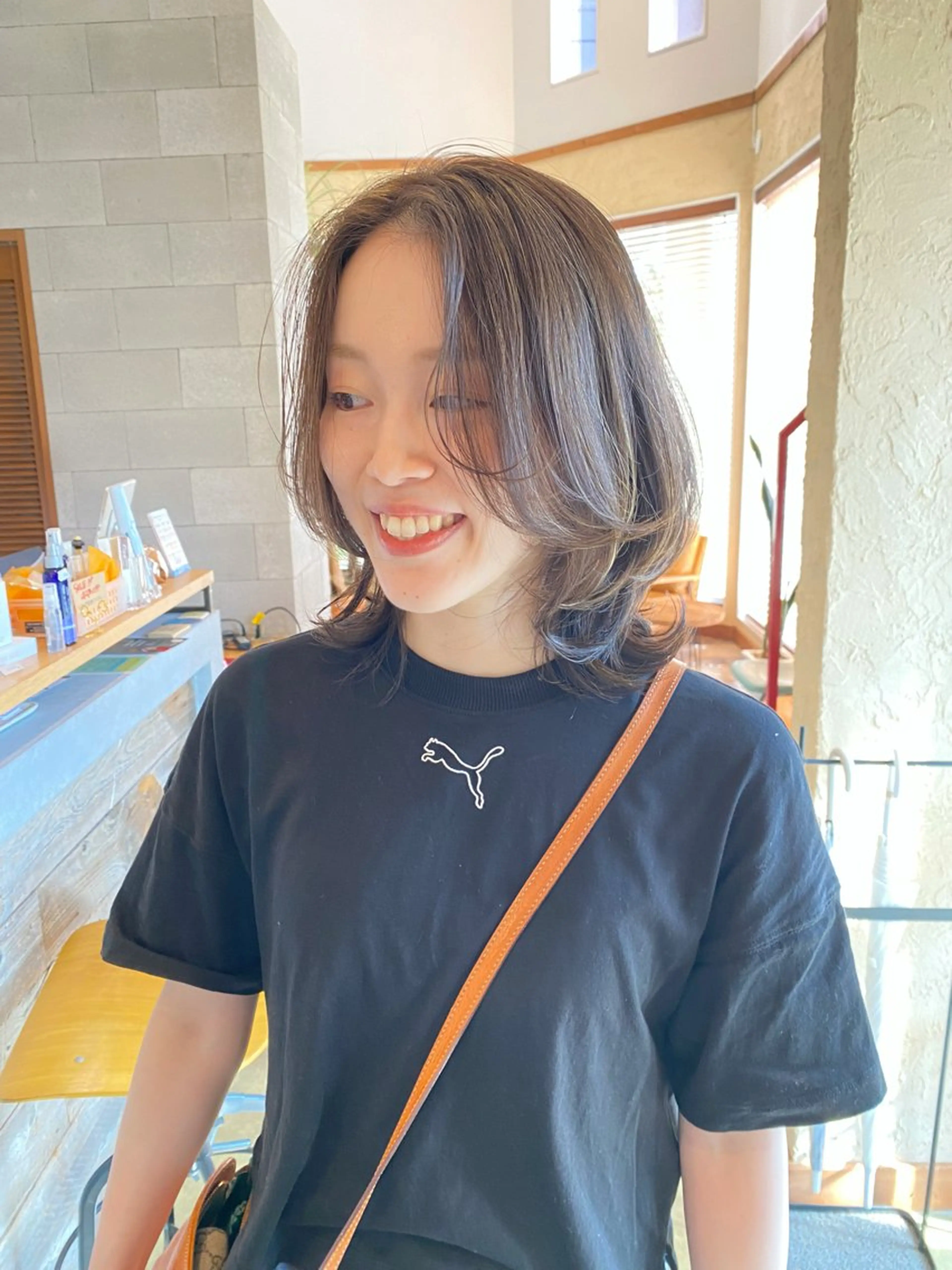 ミディアム カラー カット ヘアカラー 竹内 柚子のヘアスタイル