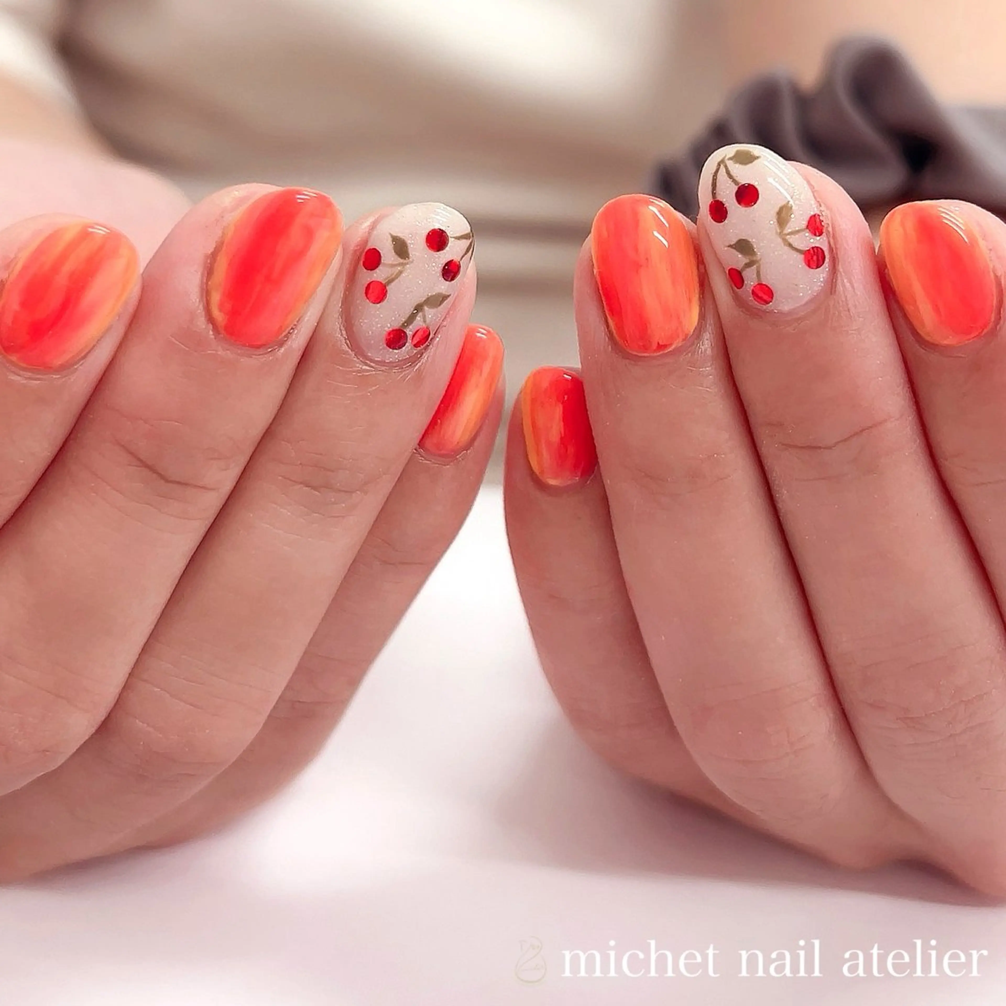 ネイル ジェルネイル グラデーション ワンカラーネイル 赤色 春ネイル ハンドネイル h. rikaのネイルデザイン