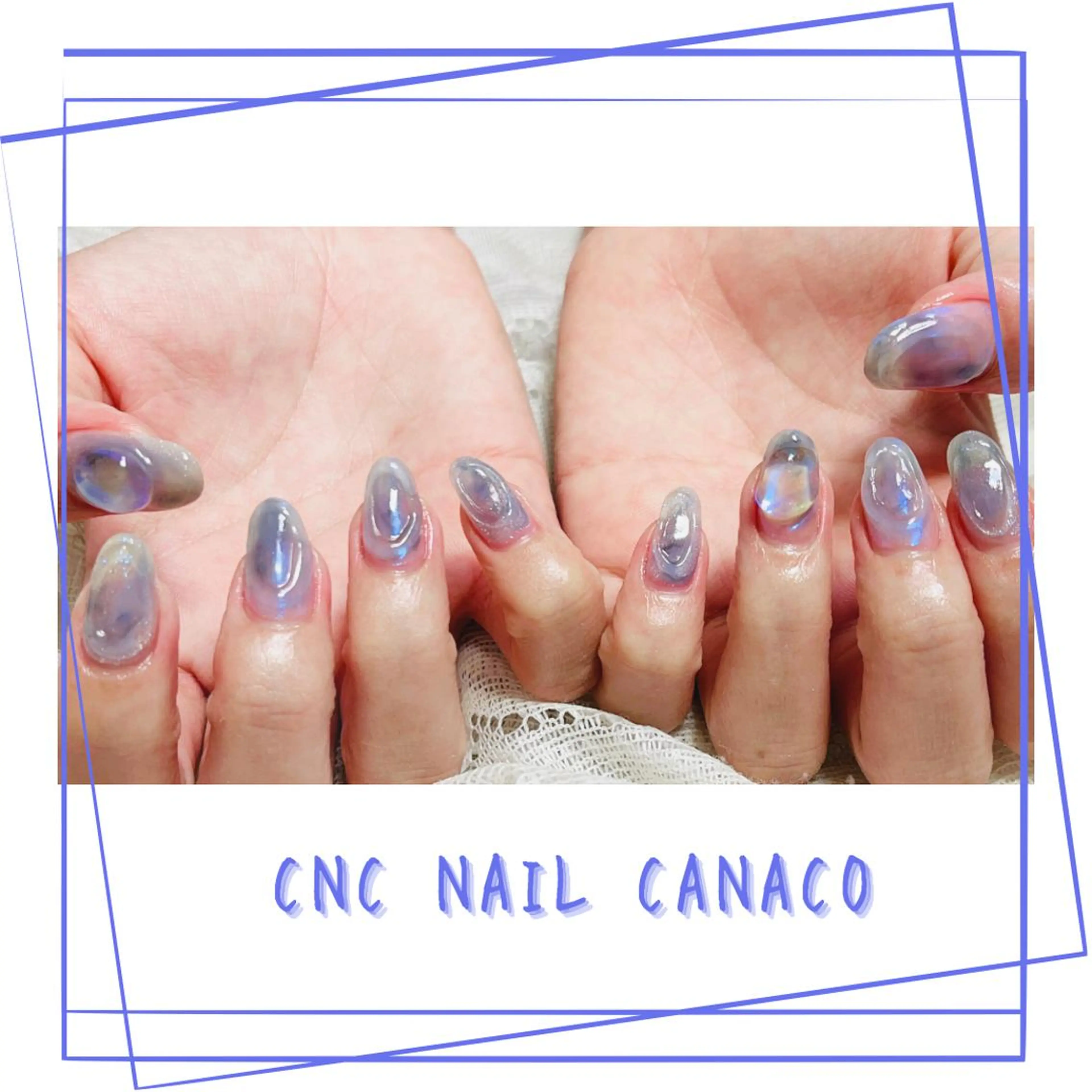 ネイル アートネイル ブルー クリアネイル ジェルネイル 氷ネイル・うるうるネイル ハンドネイル ハンドケア Felice所属・ベテランネイル cnc  nailのネイルデザイン