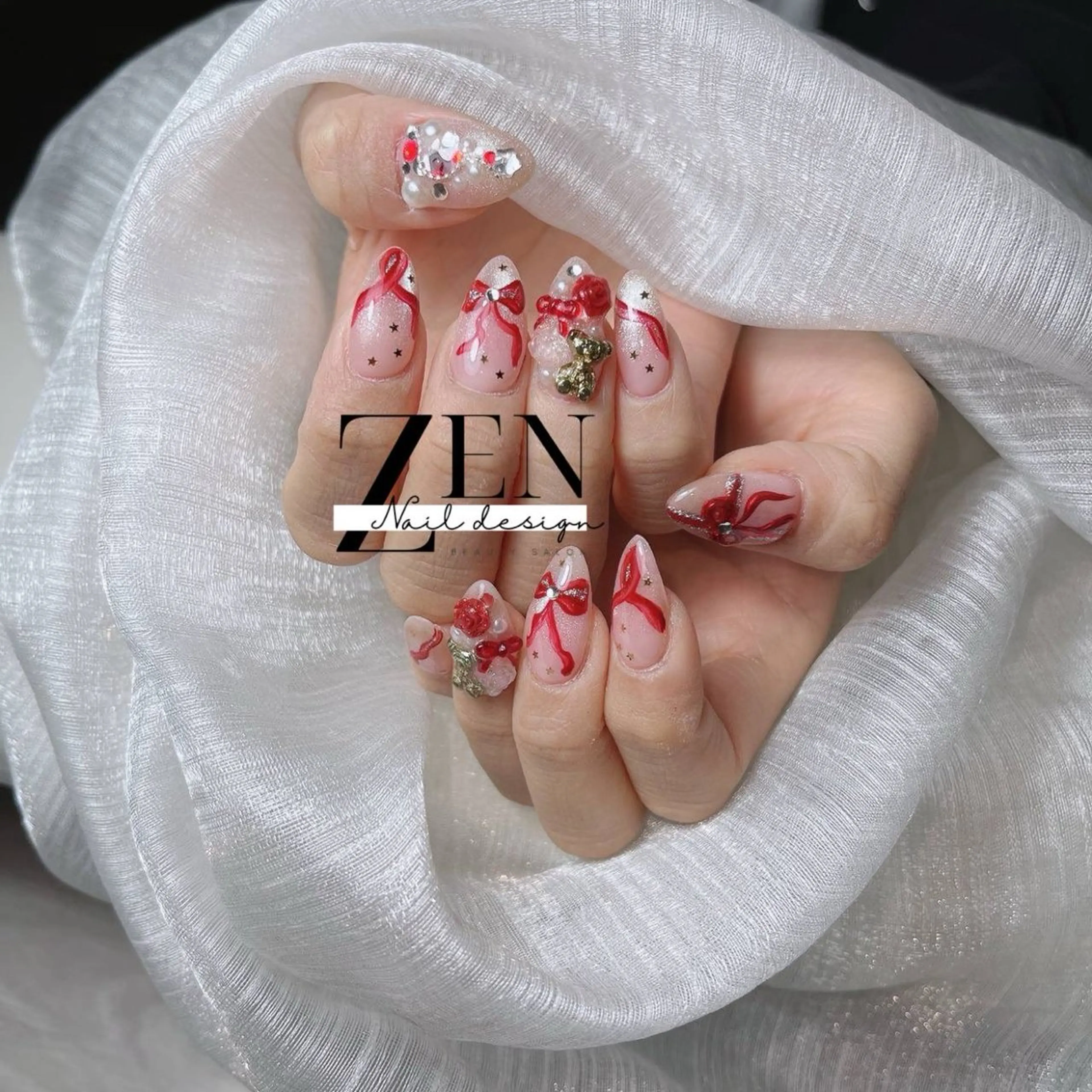 ネイル チークネイル 長さ出し フレンチネイル 韓国ネイル マグネットネイル ハンドネイル Zen Nail Design 池袋のネイルデザイン