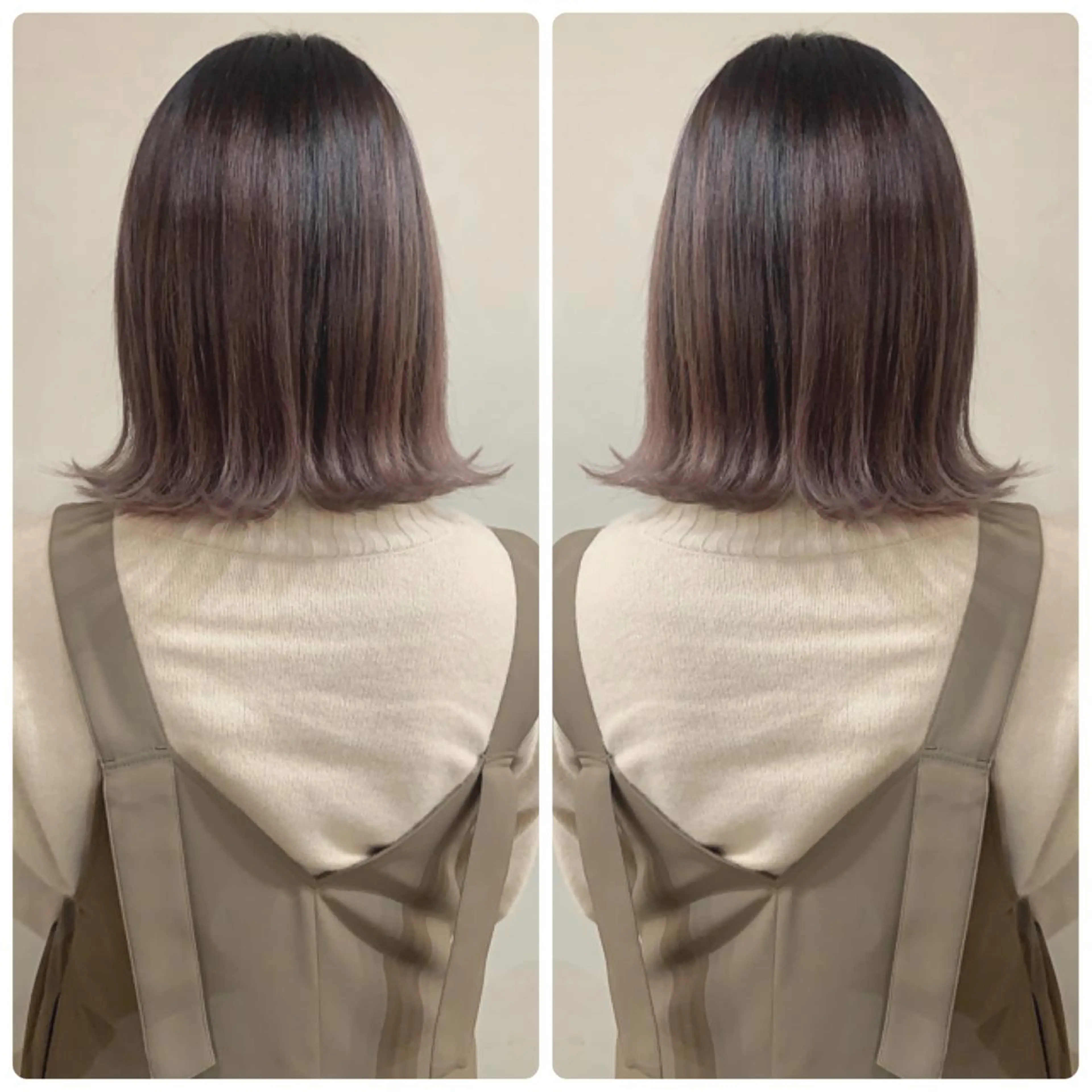 ミディアム カラー バレイヤージュ ベージュカラー グラデーションカラー ハイライトカラー オリーブカラー カット ヘアカラー トリートメント 京都大人女性ショート 徒歩1分/秋山のヘアスタイル