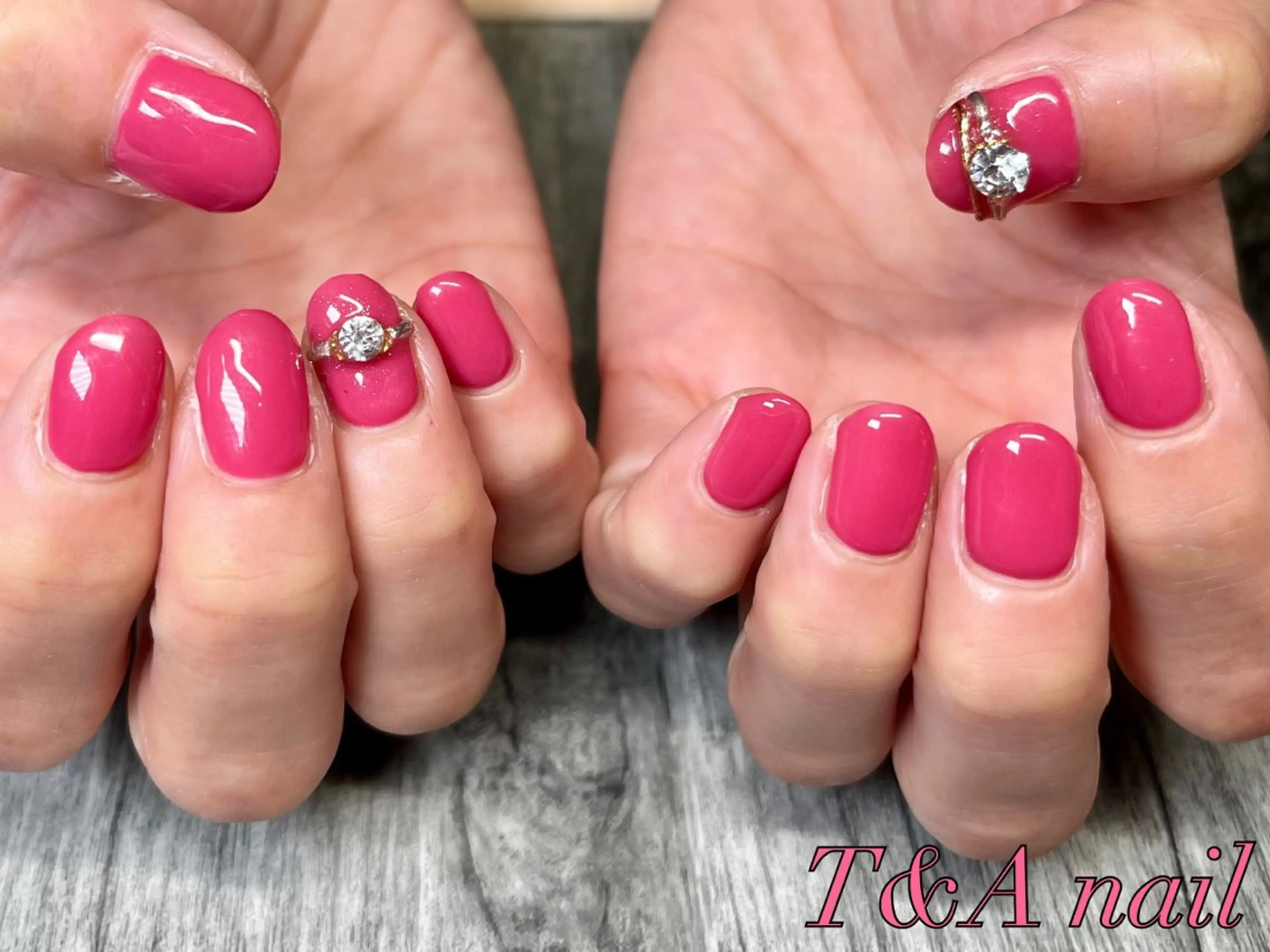 ネイル ジェルネイル ワンカラーネイル ピンク スカルプネイル ショートネイル ハンドネイル T&A nailのネイルデザイン