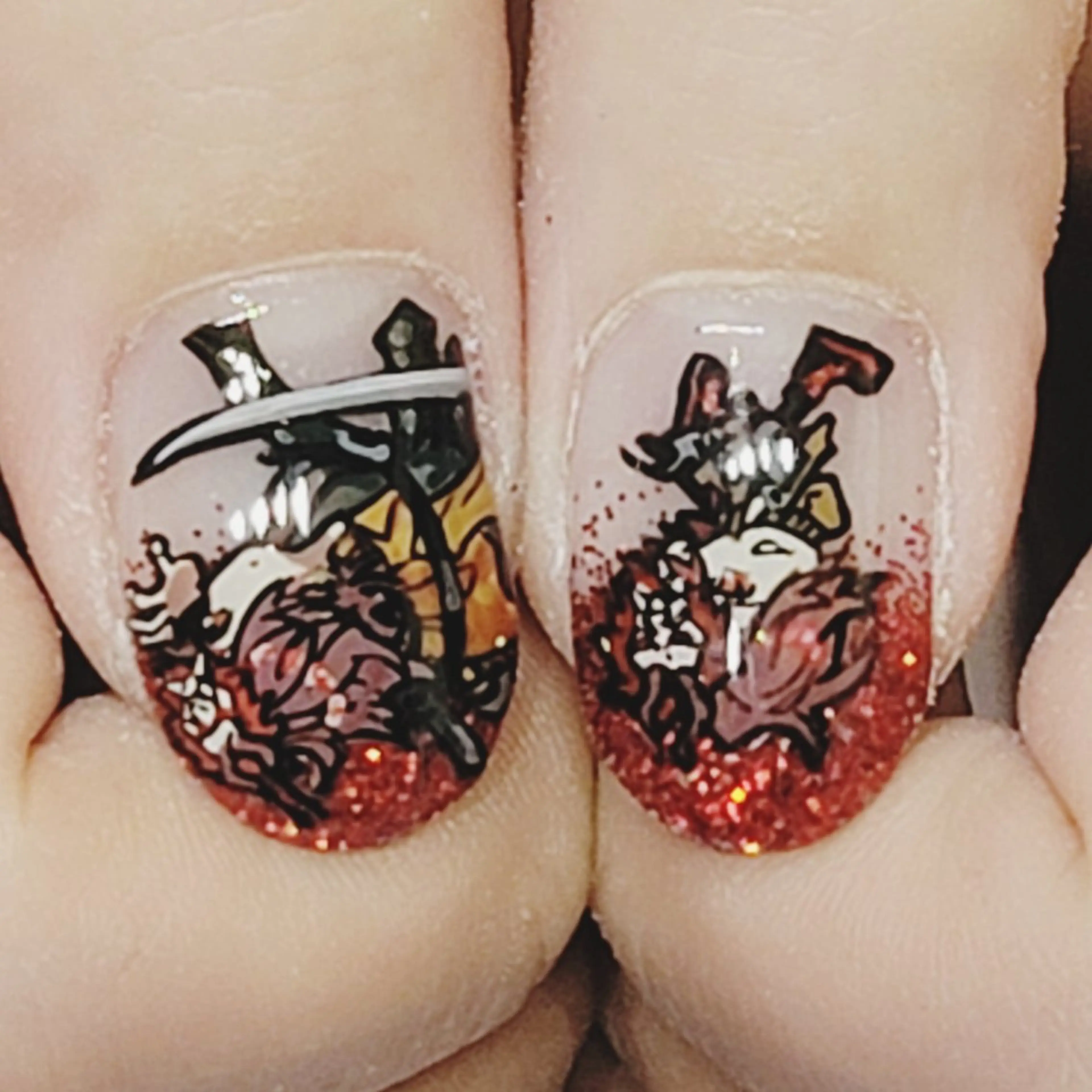 ネイル アートネイル グラデーション ラメ(グリッター) 赤色 ハンドネイル よしだ ひろきのネイルデザイン