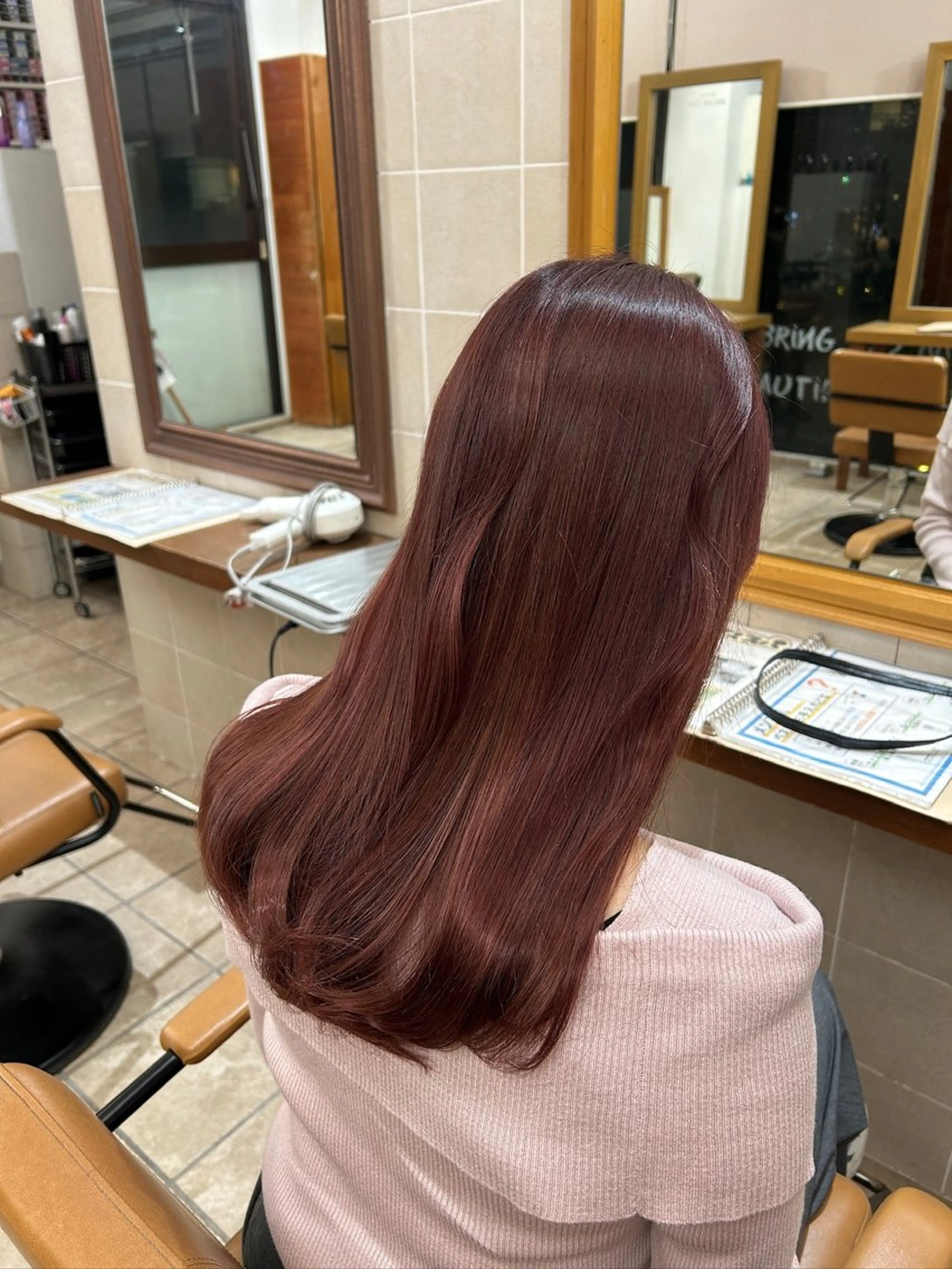 カラー ブリーチ ブリーチなしカラー ピンクカラー レッドカラー カット ヘアカラー 篠原 一成のヘアスタイル