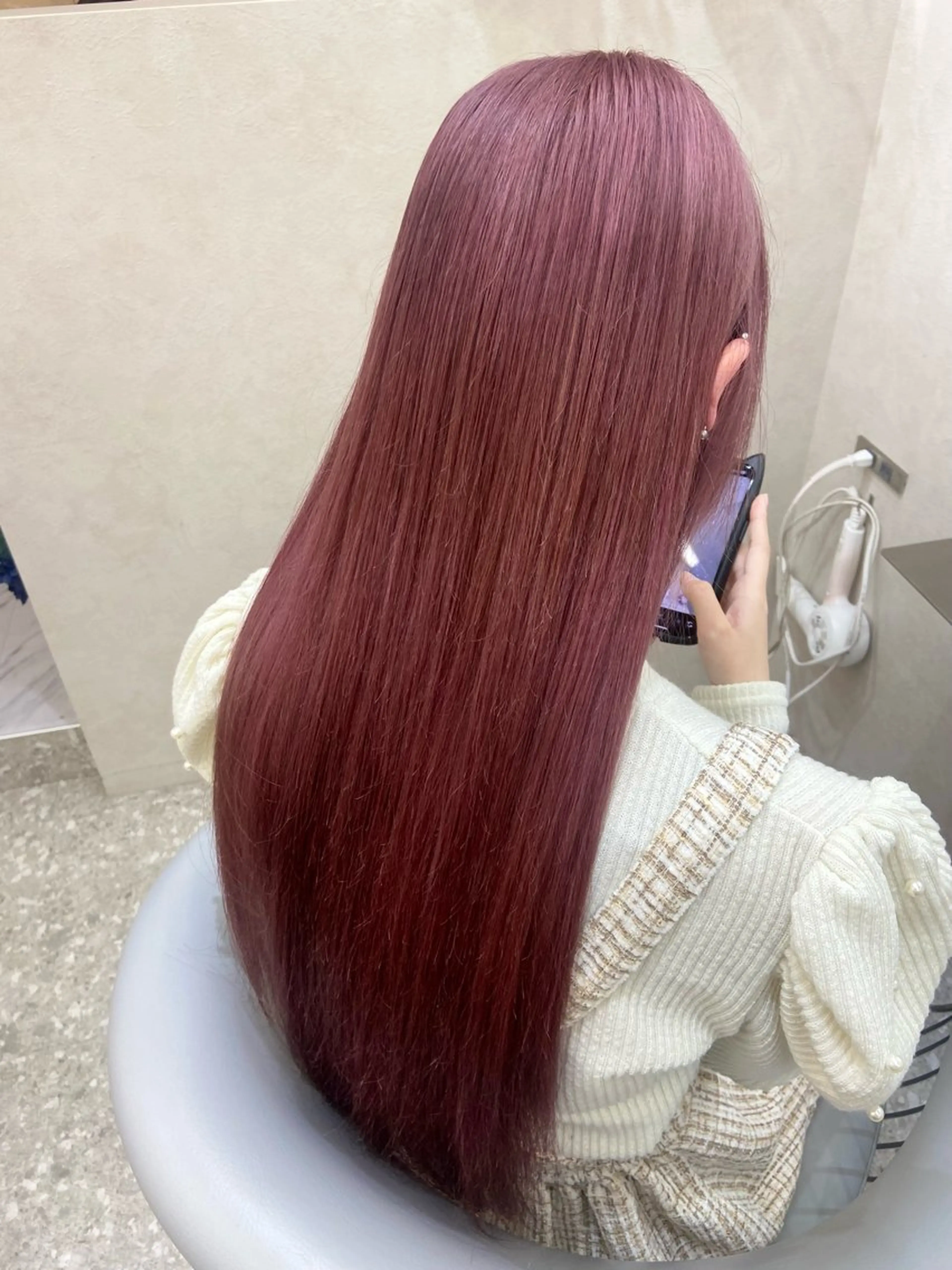 ロング カラー ブリーチ ケアブリーチ ダブルカラー ラベンダーカラー ラベンダーピンク 新宿/韓国ヘア 中明度カラー/かやのヘアスタイル