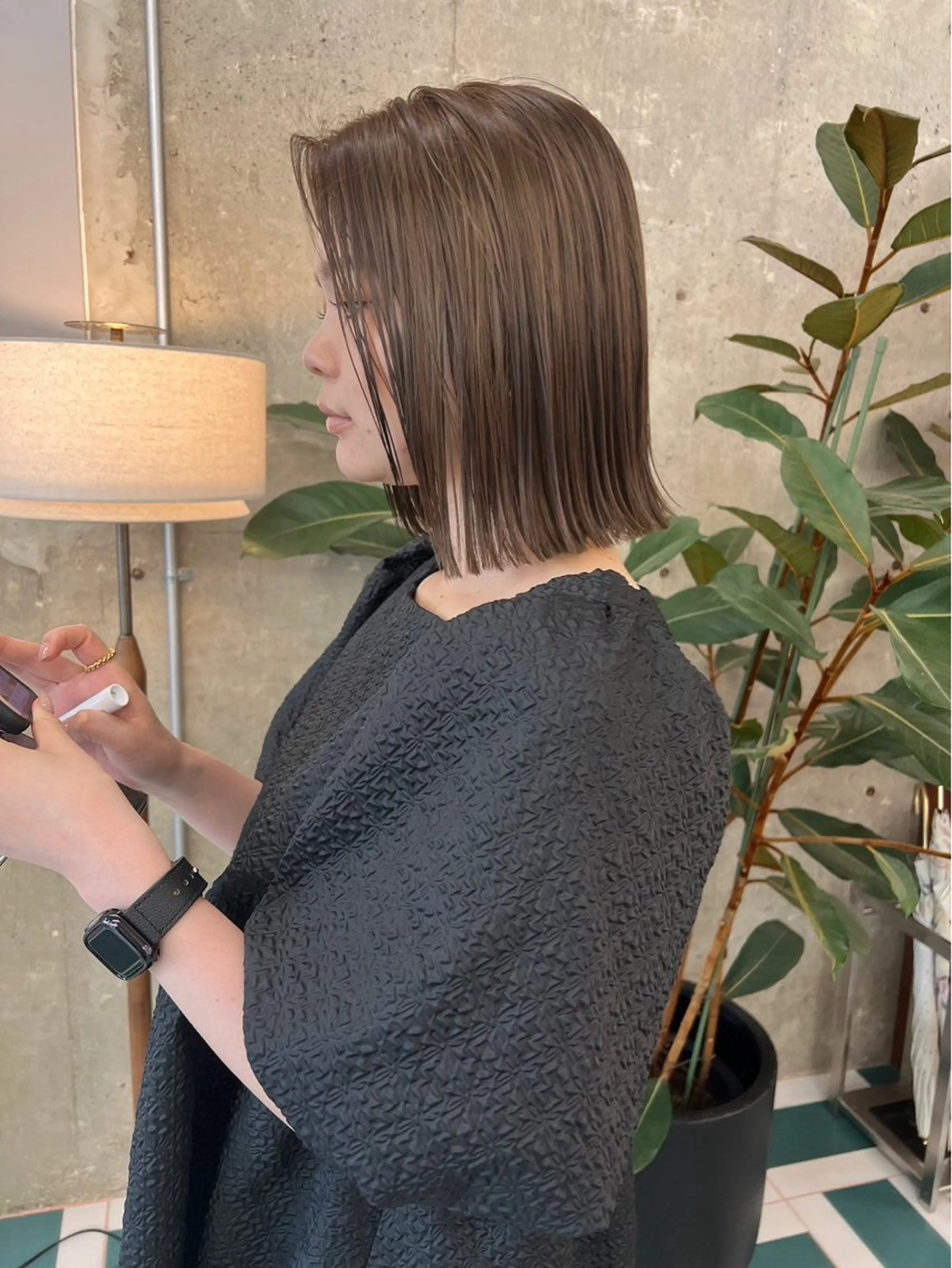 カラー ベージュカラー ブリーチ 透明感カラー ダブルカラー ブリーチなしカラー レイヤーボブ/ボブ 名駅/縮毛矯正のヘアスタイル