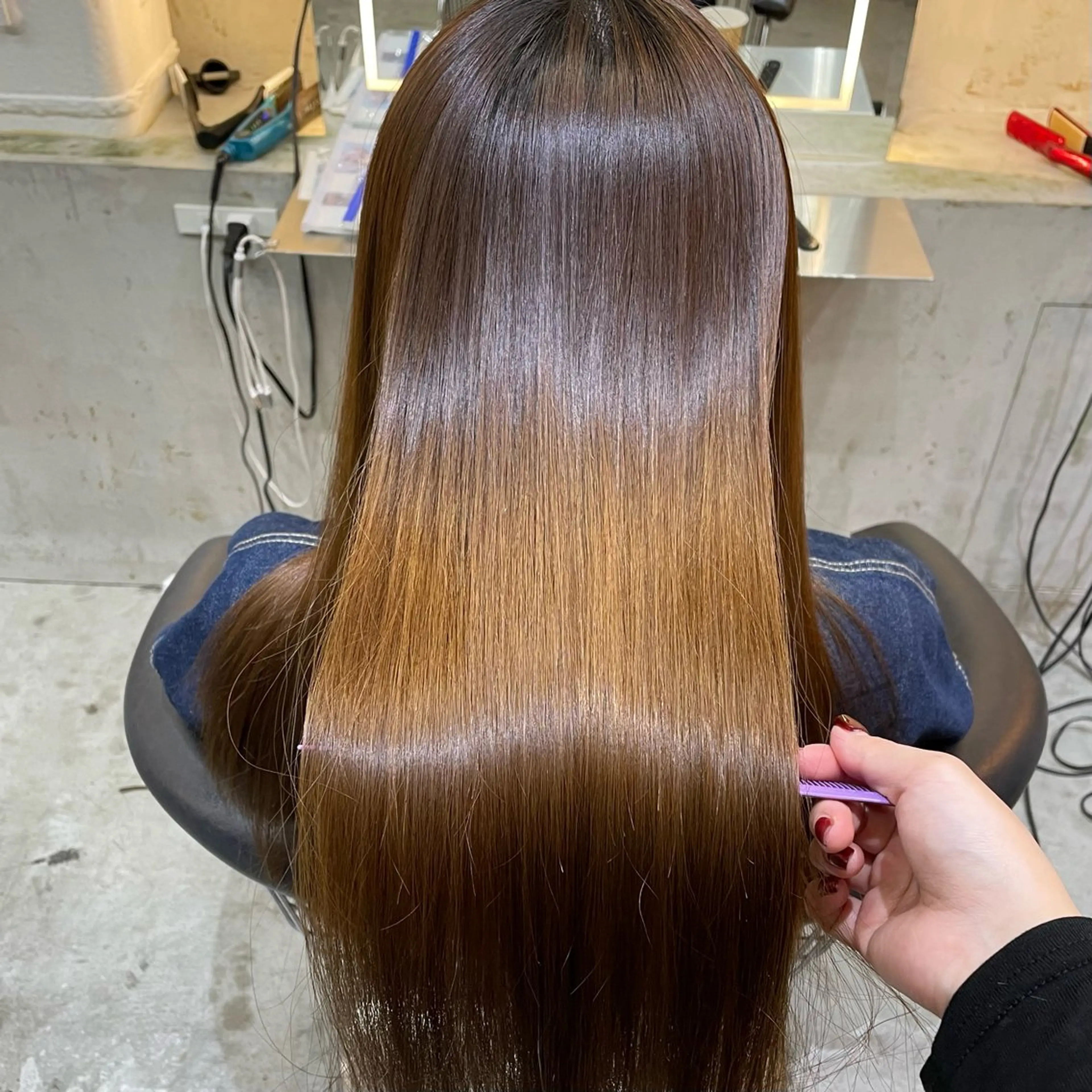 セミロング 髪質改善 縮毛矯正 カット 縮毛矯正 トリートメント 韓国レイヤー/髪質 改善🎀ちなみのヘアスタイル