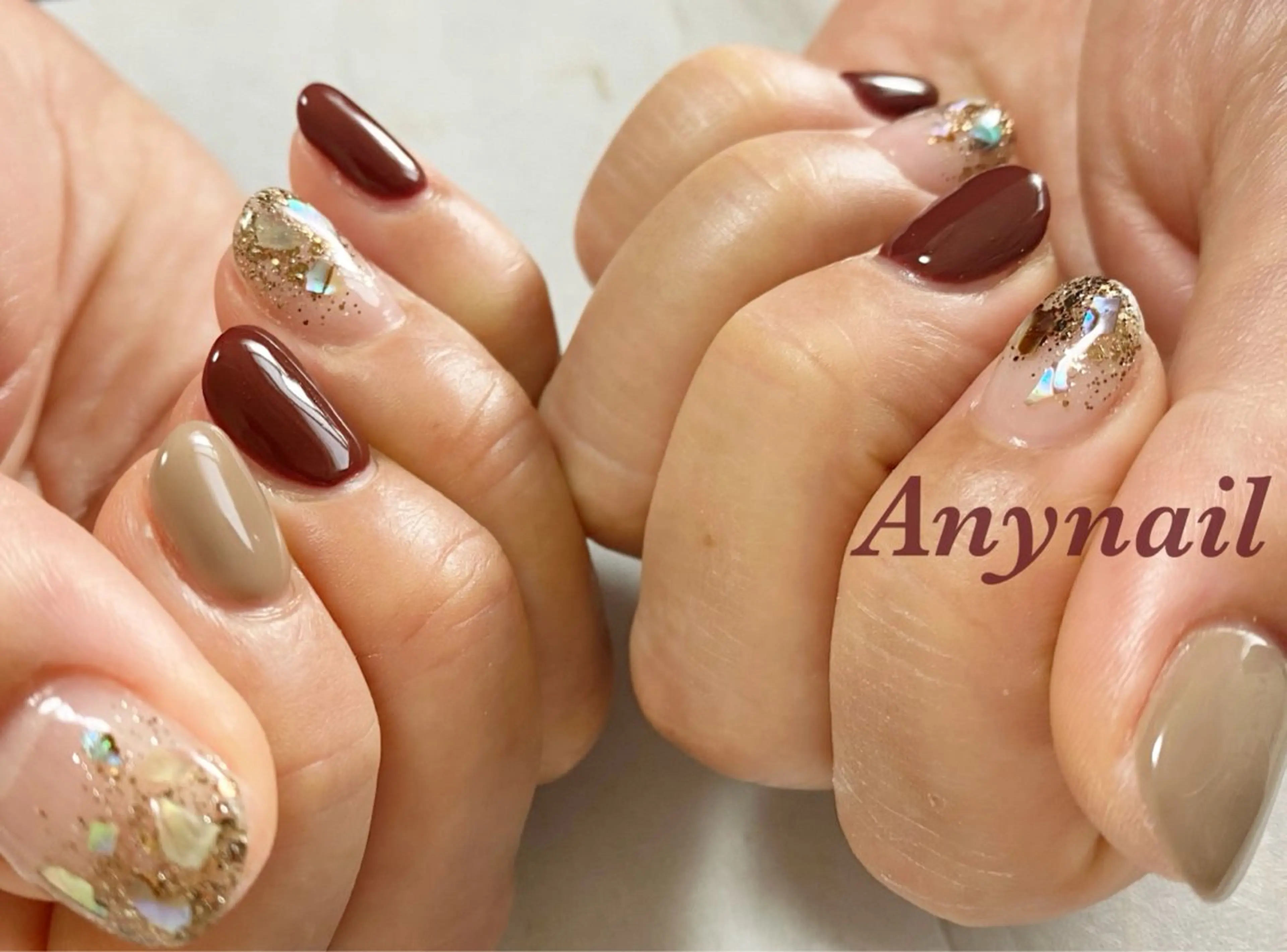 ネイル ブルー ボルドー オフィスネイル 岩澤 恵子のネイルデザイン