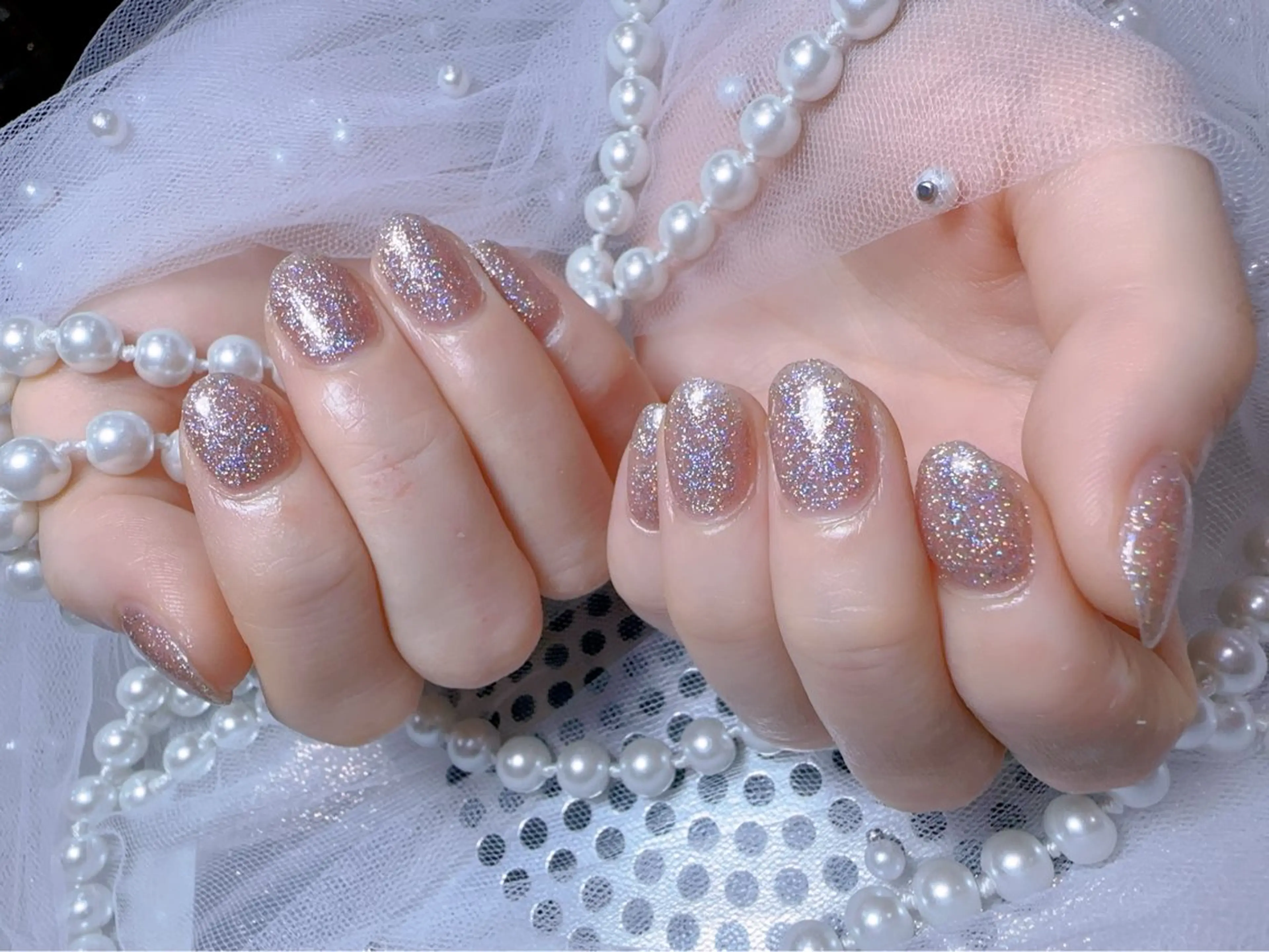 ネイル アートネイル フラッシュネイル フレンチネイル ガラスフレンチ グラデーション You&Me Miyuのネイルデザイン