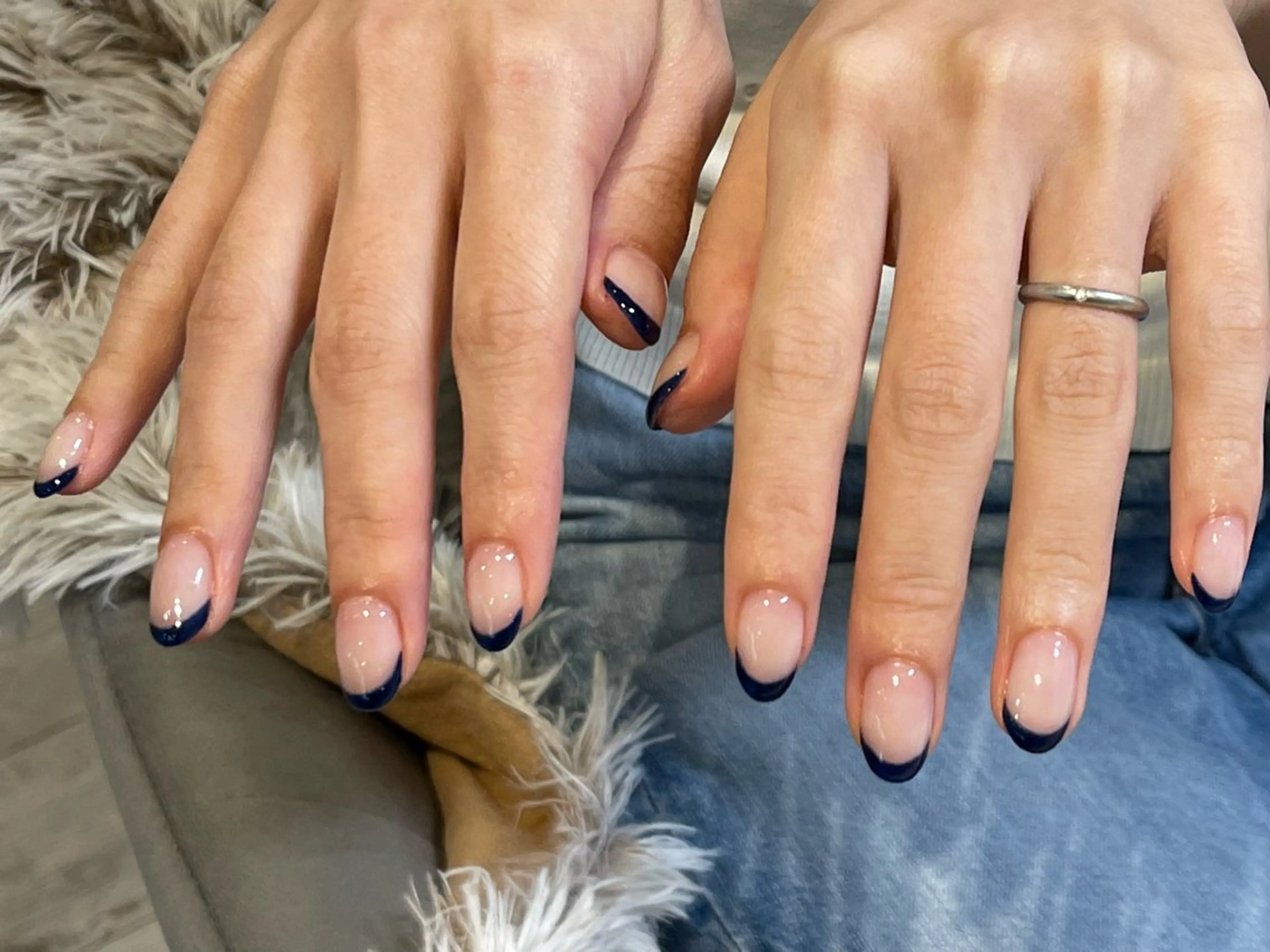 ネイル フレンチネイル ネイビー i. ayakaのネイルデザイン