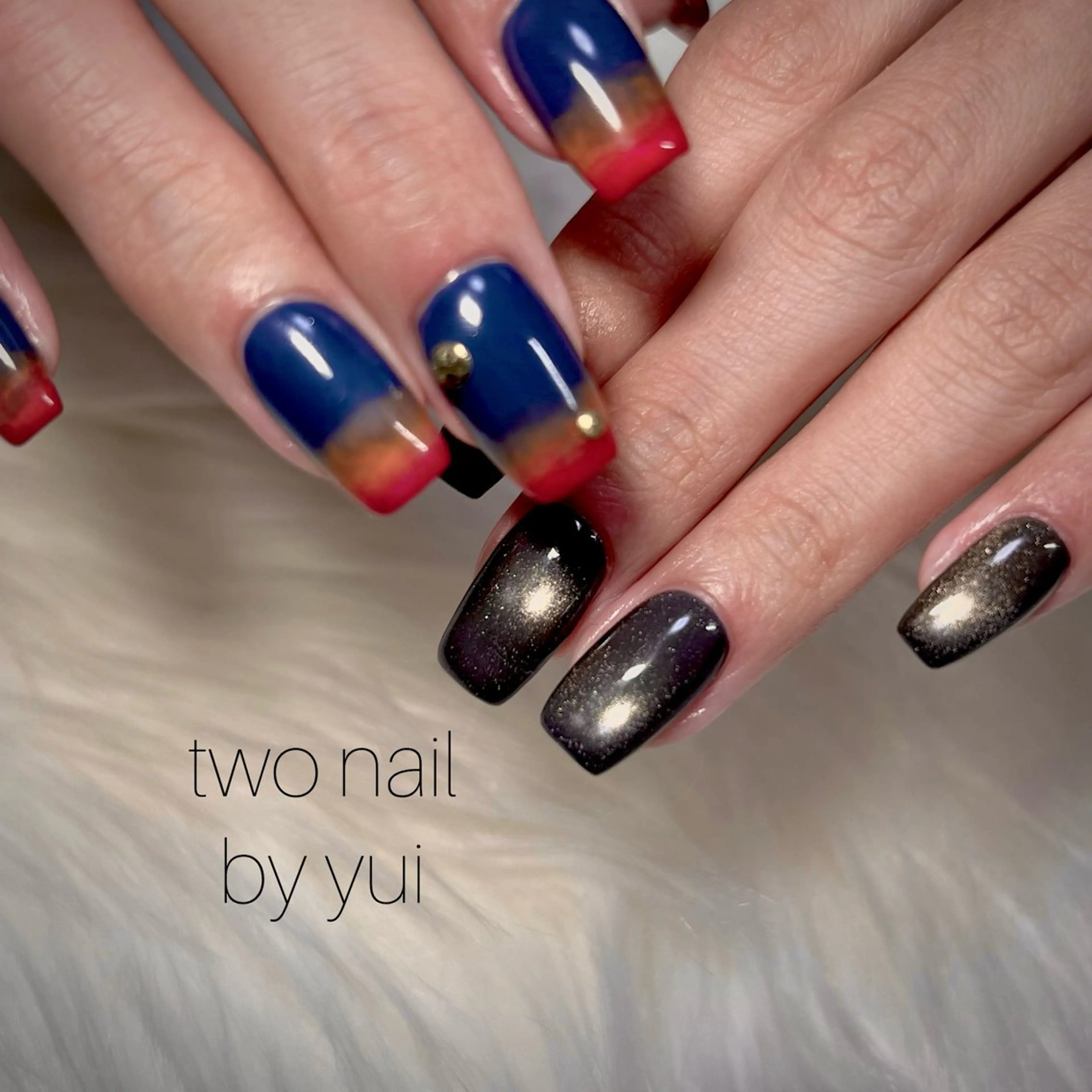 ネイル マグネットネイル ネイルチップ ホワイト ハンドネイル two nailのネイルデザイン