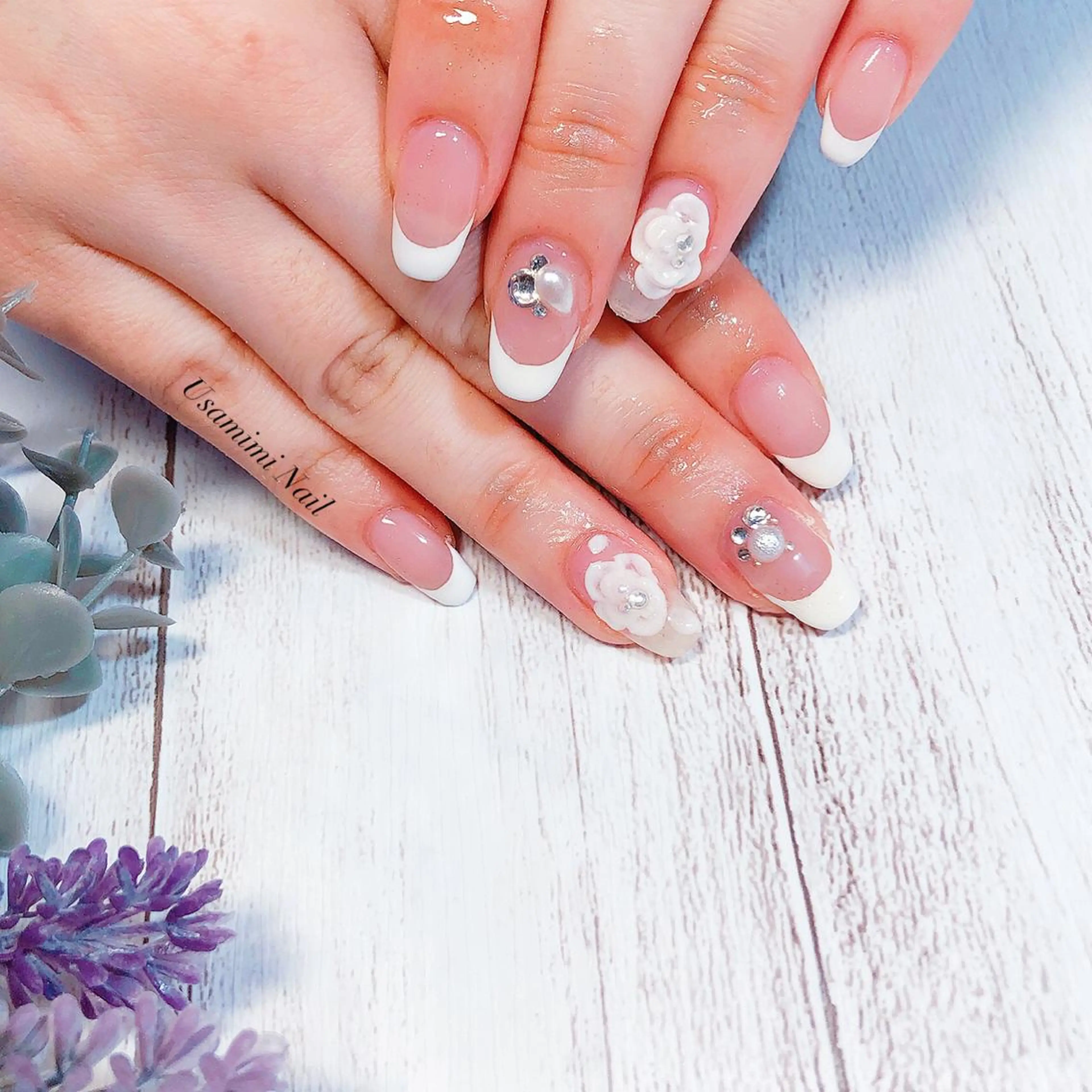 ネイル フレンチネイル ブライダルネイル USAMiMi 🐰💕のネイルデザイン