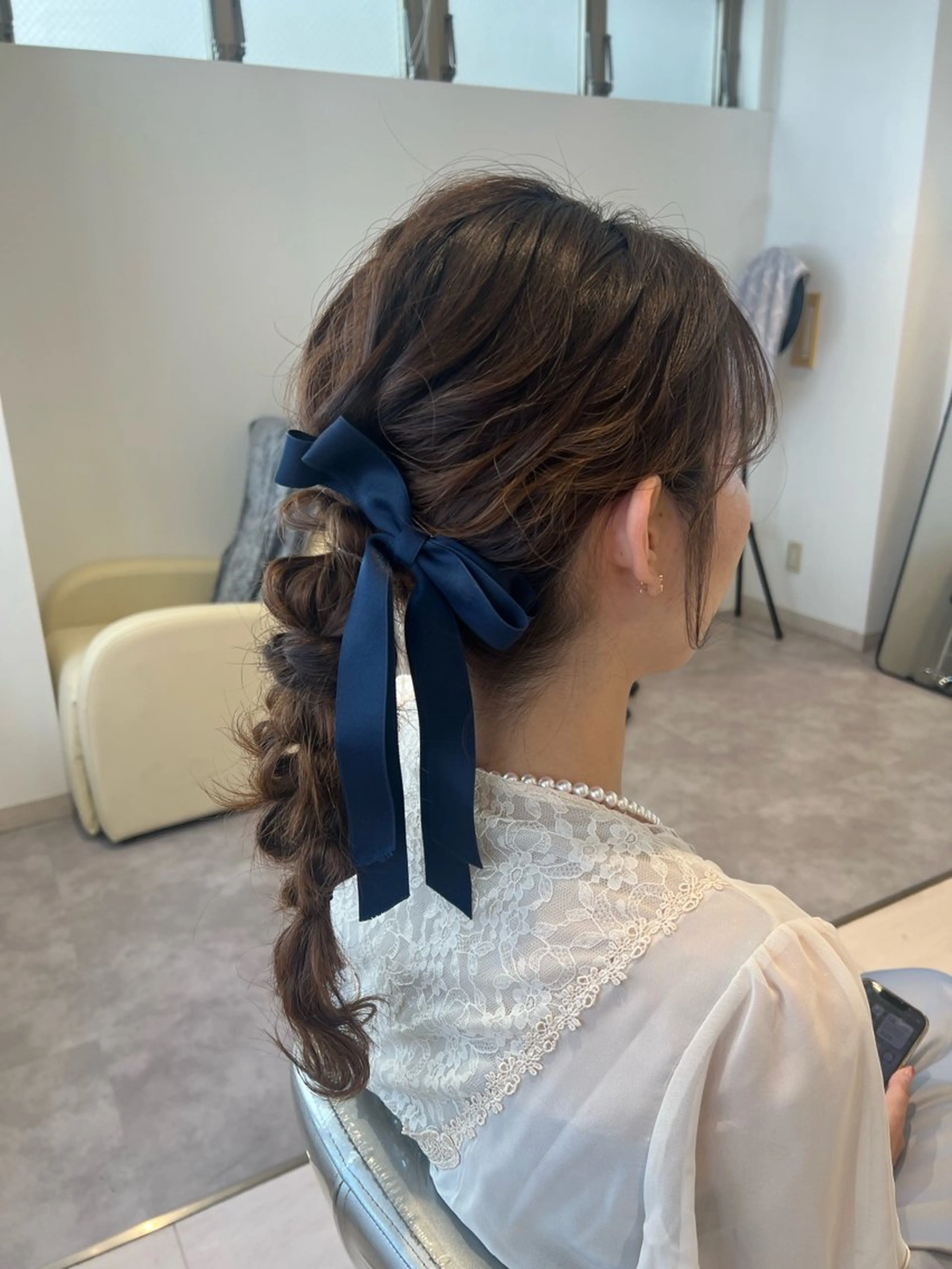 セミロング ヘアアレンジ 結婚式・ブライダル 美髪矯正/髪質改善/ 艶髪🤍伊藤梨紗のヘアスタイル