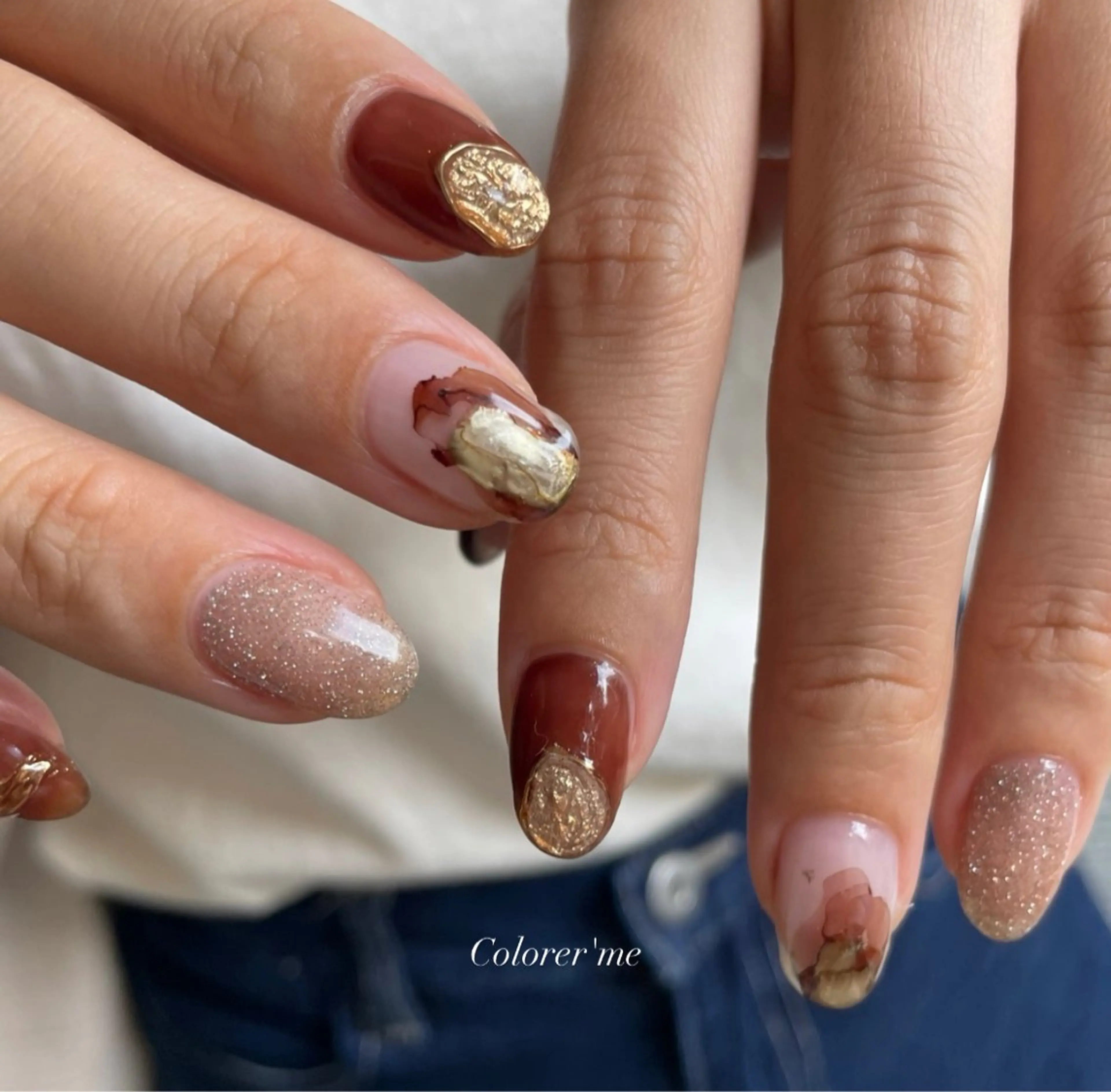 ネイル ブラウン ニュアンスネイル Colorer'me クロレミーのネイルデザイン