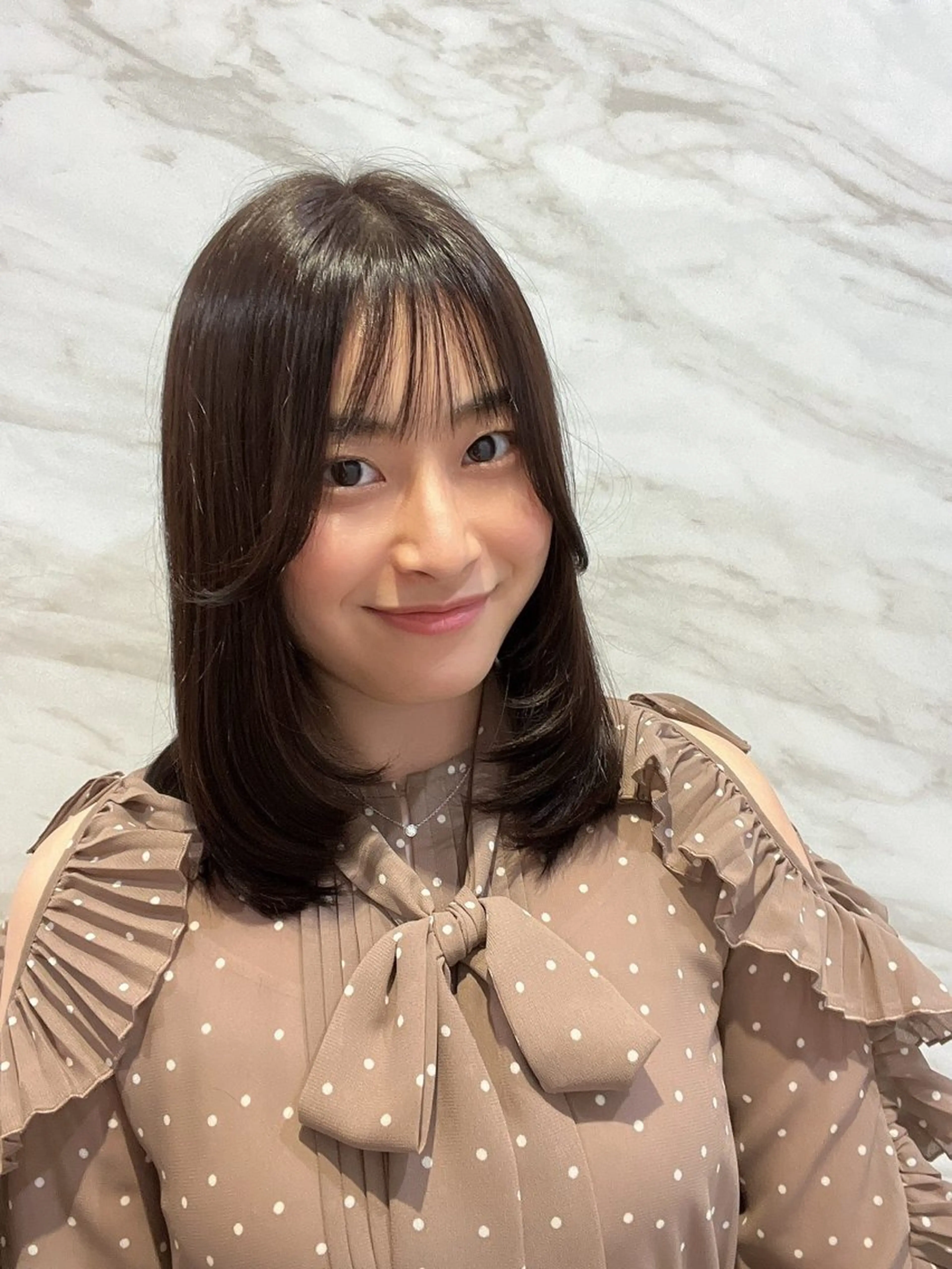 セミロング カラー パーマ ヘアアレンジ 顔周りカット 韓国風ヘア 小顔カット ニュアンスパーマ カット ヘアカラー トリートメント 平川 友理/韓国ヘア💘のヘアスタイル