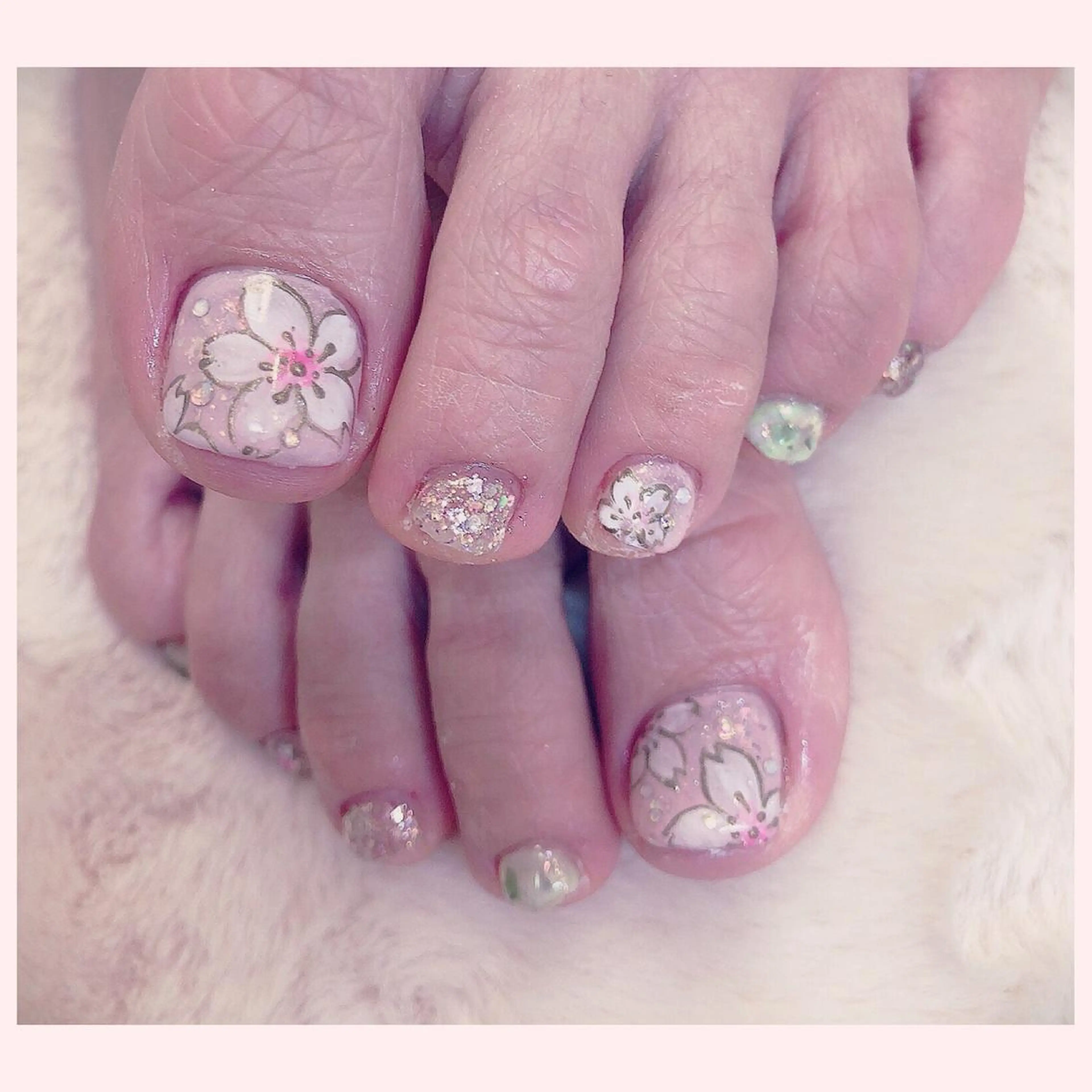 ネイル 桜ネイル フットネイル YAS 青柳 安代のネイルデザイン