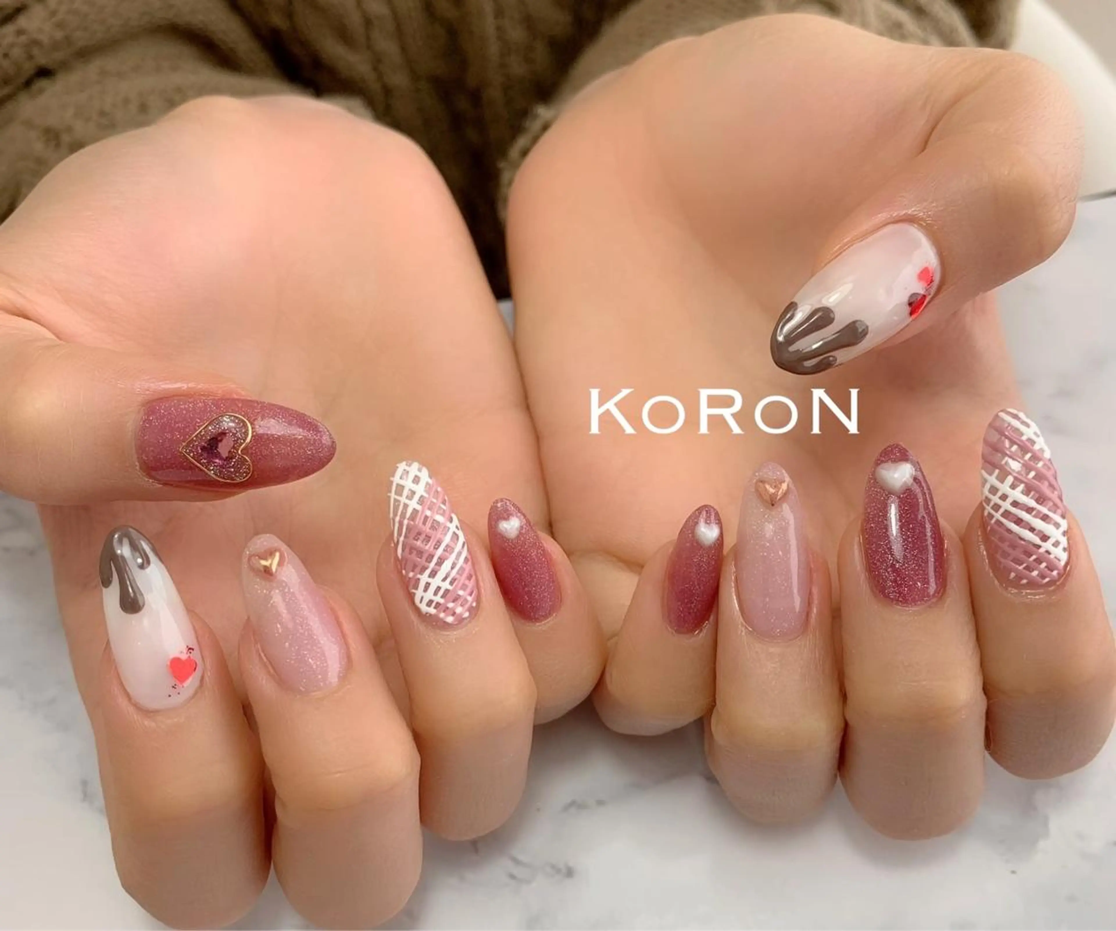 ネイル バレンタイン 自宅サロン鎌倉 KORONのネイルデザイン