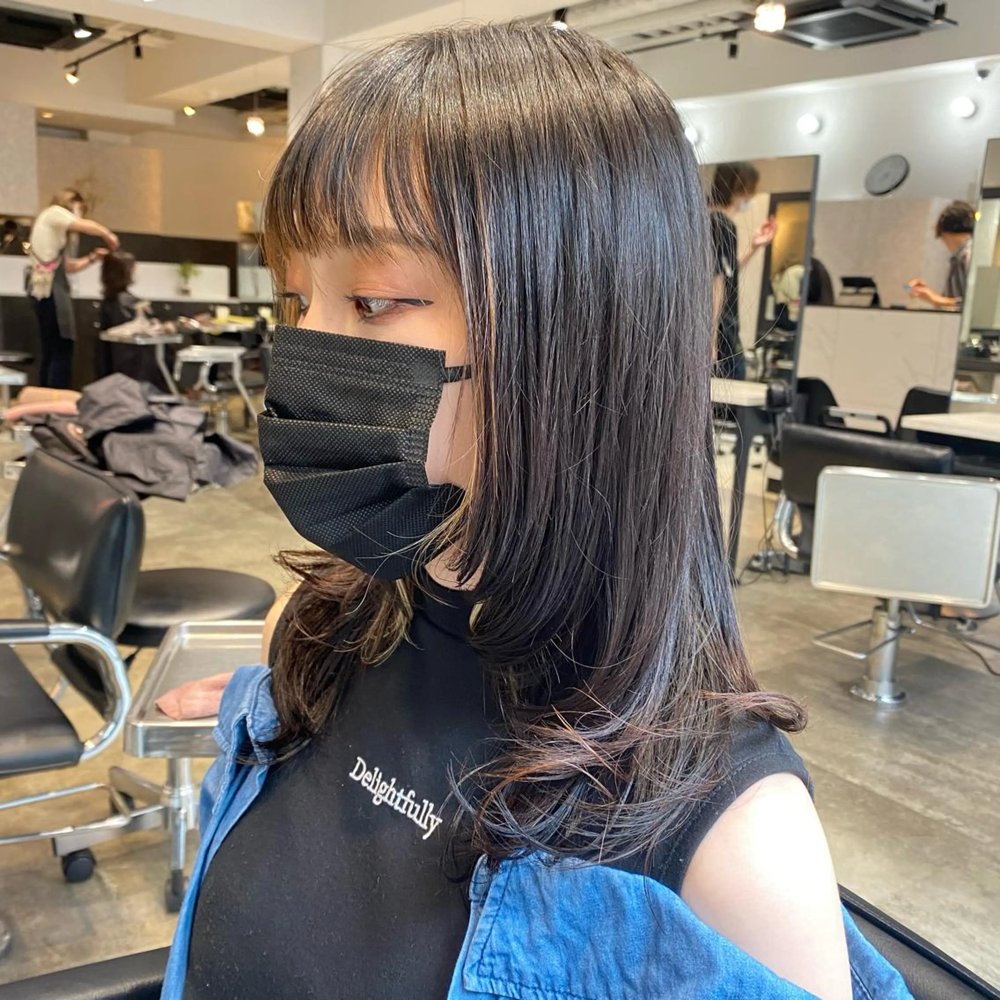 ミディアム 顔まわりレイヤー 顔周りカット ハイレイヤー レイヤーカット ウルフカット 増子 祐太朗のヘアスタイル