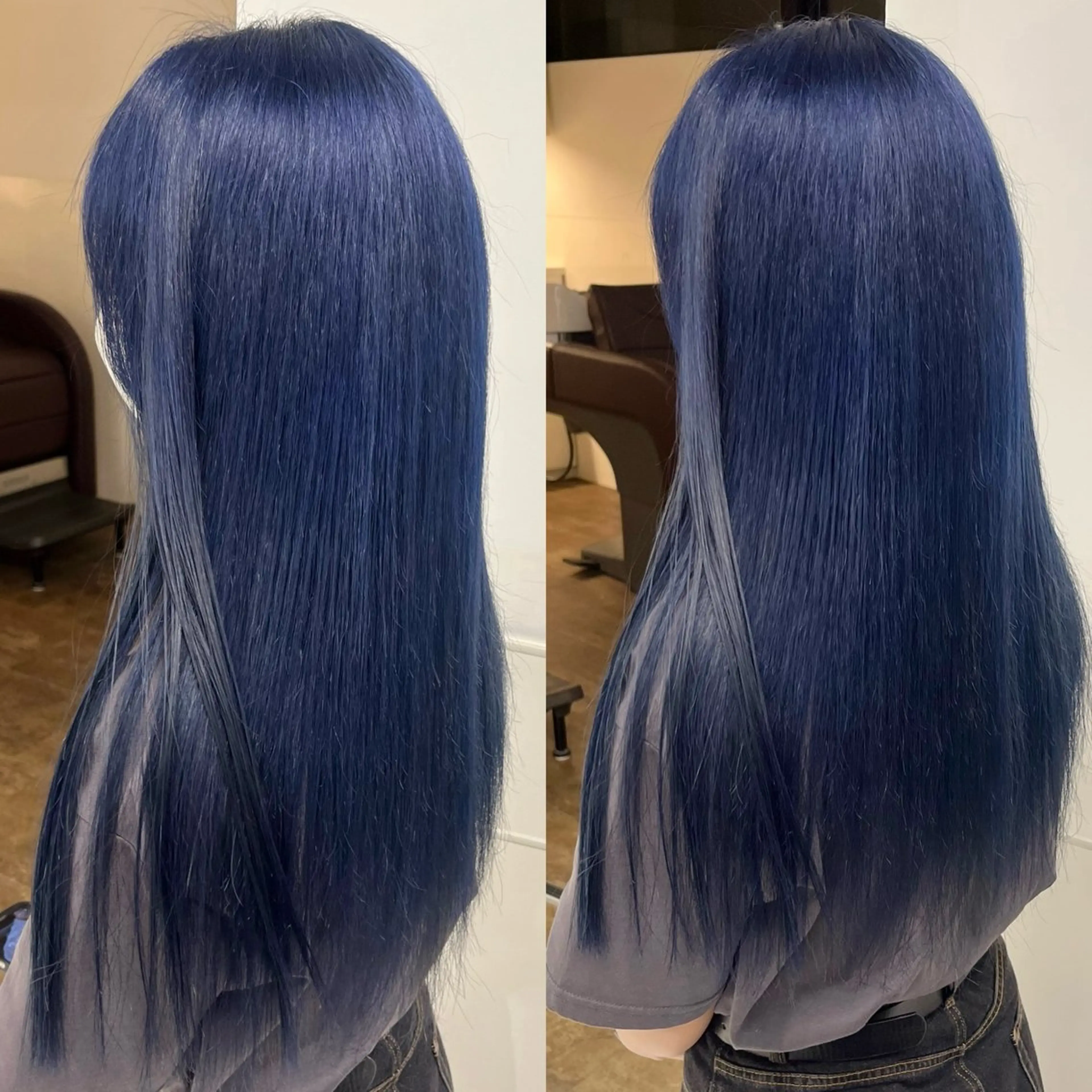 ロング カラー ブリーチ ブルーカラー りおな/髪質改善/ カラー /平尾のヘアスタイル